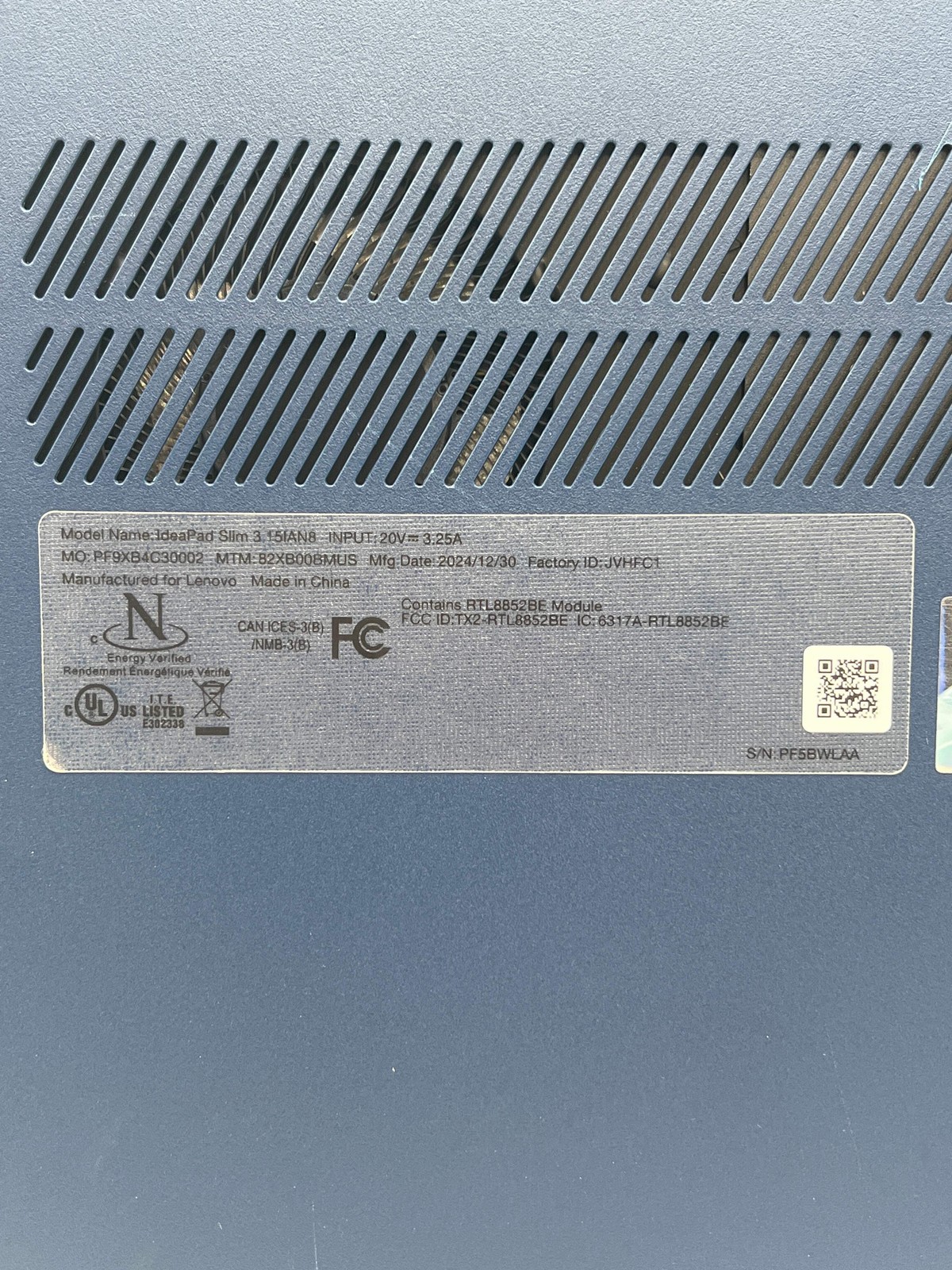 Lenovo IdeaPad Slim 3 15.6″ i3-N305 8GB 256GB – Used