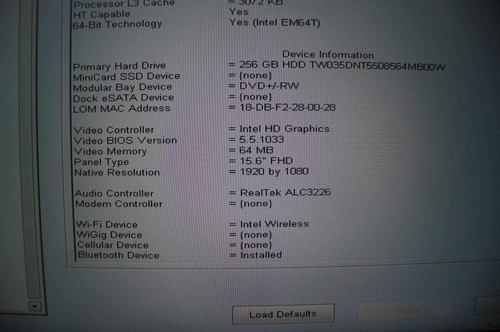 DELL P29F Latitude E6540 15.5″ 8GB RAM 2.7GHz 256GB HD WORKING READ PoR D152
