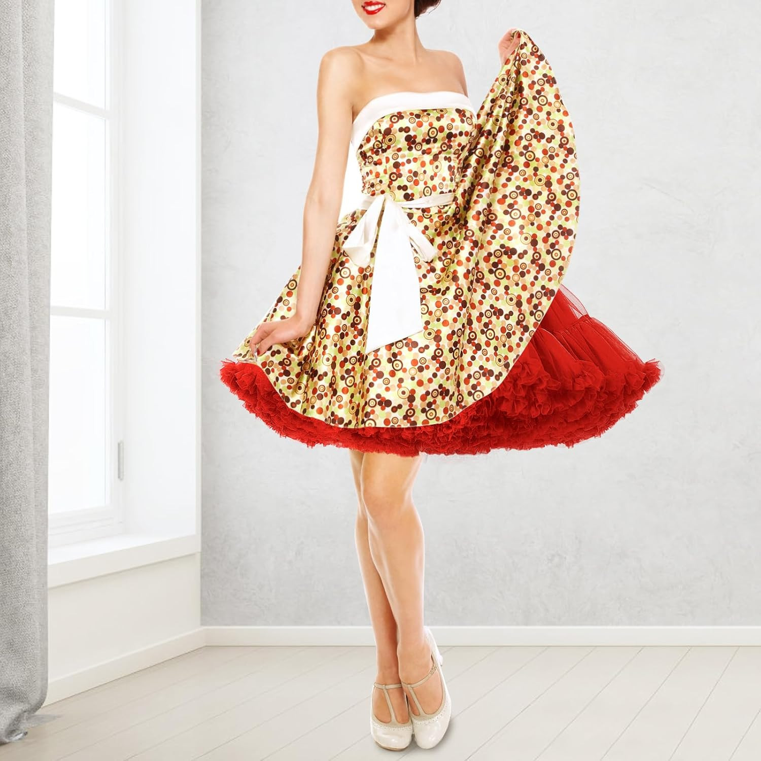 Women’s Petticoat Skirts Tulle Underskirts Chiffon Half Slips Fluffy Ballet Dres