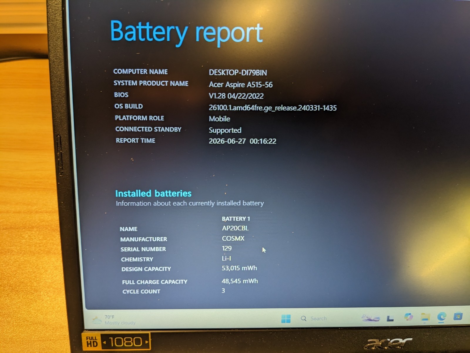 Acer Aspire 5 A515- 15.6″ 240 GB SATA SSD, Intel Core i3 11th Gen 4G RAM GHz.