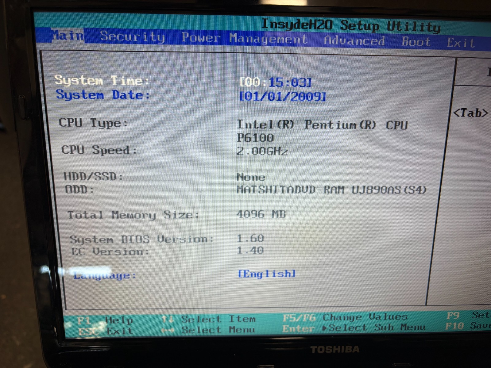 Toshiba Satellite L655 Intel Pentium CPU P6100 2.00GHz 4GB No HDD No OS