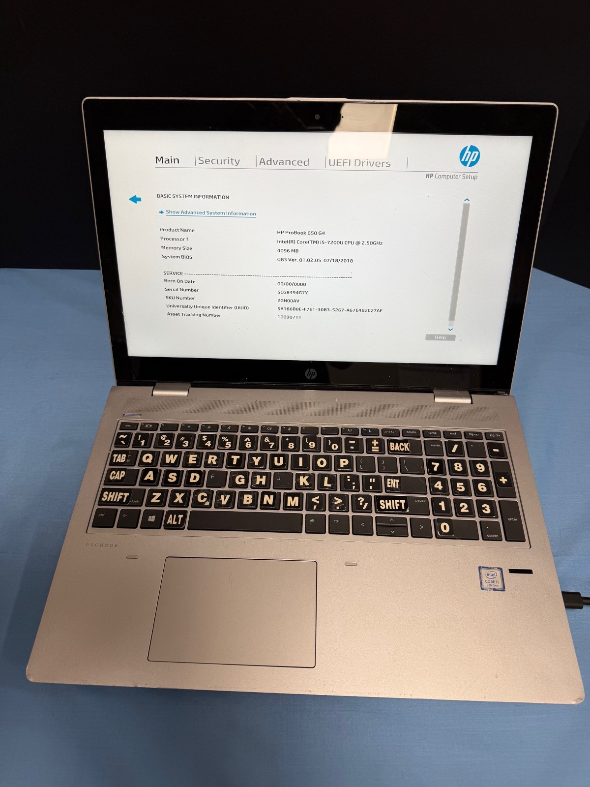 HP 650 G4 PROBOOK LAPTOP – I5 7200U / 4GB RAM / NO HDD – CRACKED GLASS