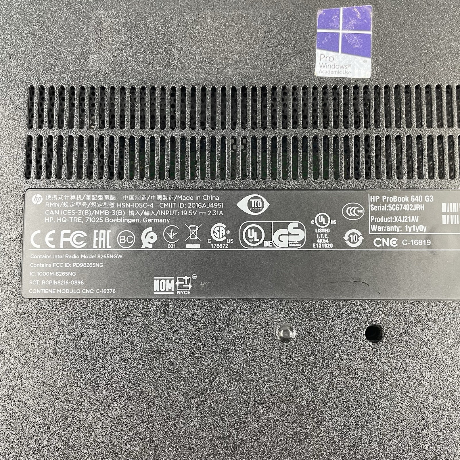 HP ProBook 640 G3 14″ i5-7200U 2.50 GHz 8 GB RAM No SSD/OS/AC/Batt – Bad Corner