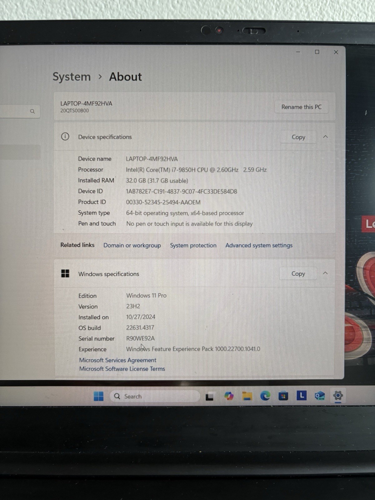 Lenovo ThinkPad P1 Gen 2 15.6″ Intel Core i7-9850H 2.60 GHz 32GB RAM 512GB Black