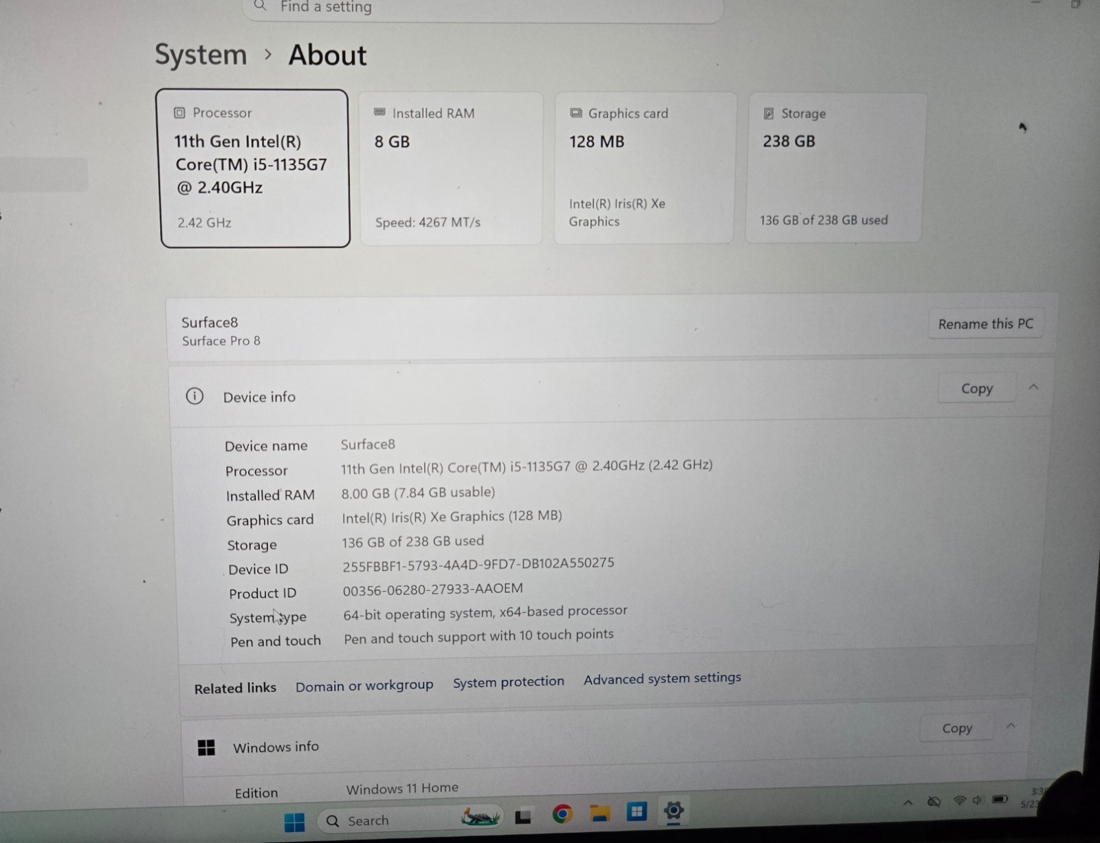 Microsoft Surface Pro 8 13″ Touch (256GB SSD, Intel Core i5 11th Gen.
