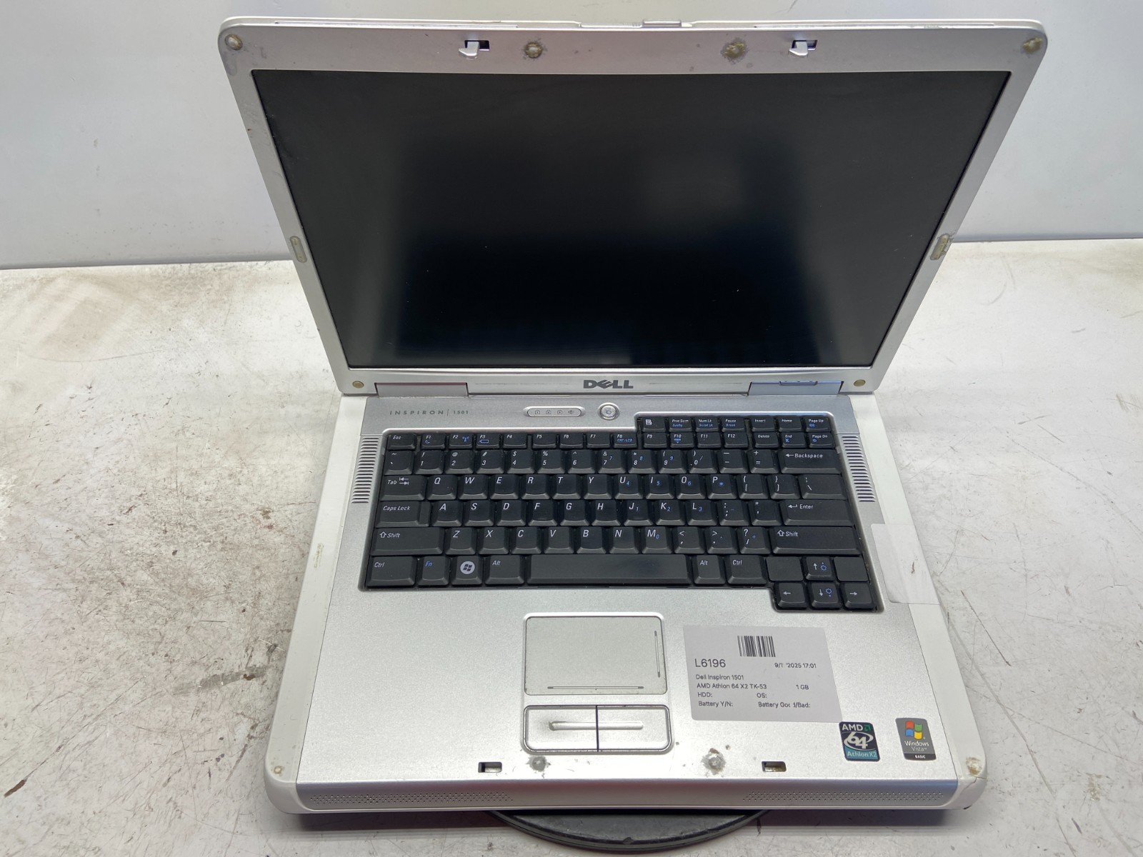 Dell Inspiron 1501 AMD Athlon 64 X2 TK-53 1.7GHz 1 GB NO HDD
