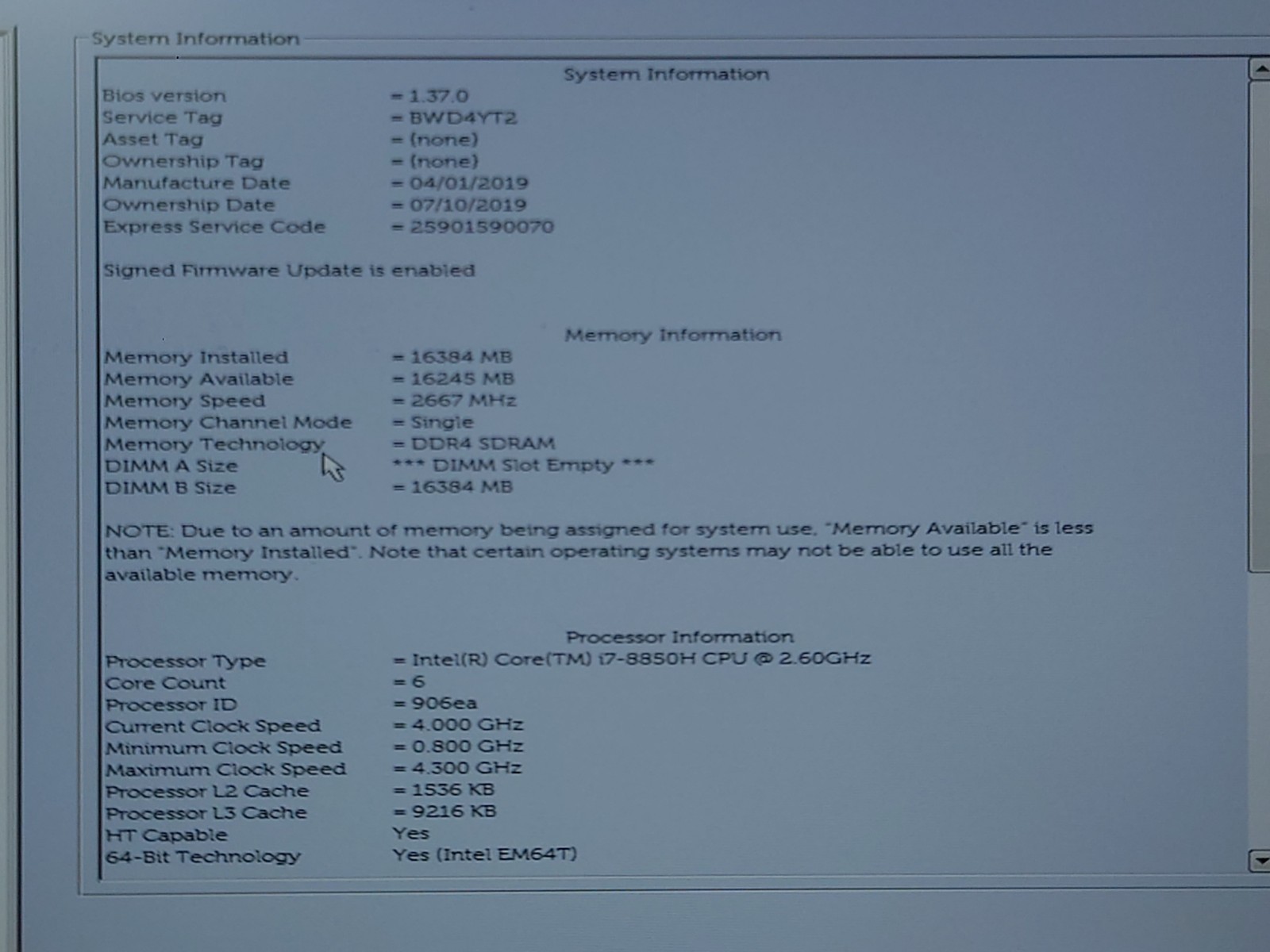 Dell Latitude 5491 14″ FHD i7-8850H 16GB RAM No Battery/OS/SSD