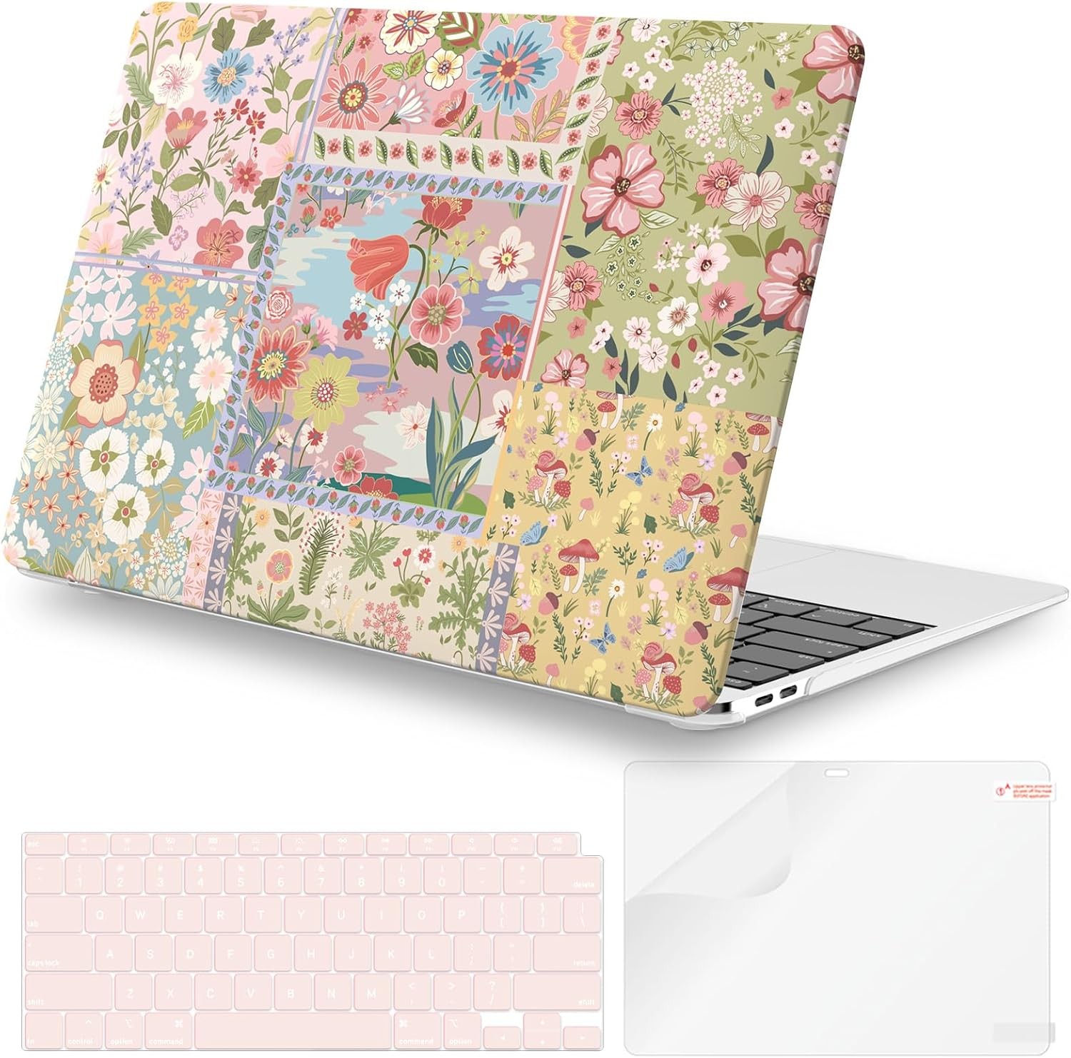 Screen Protector for MacBook Air 13 inch, Anti Glare, Flower Hard Shell Case
