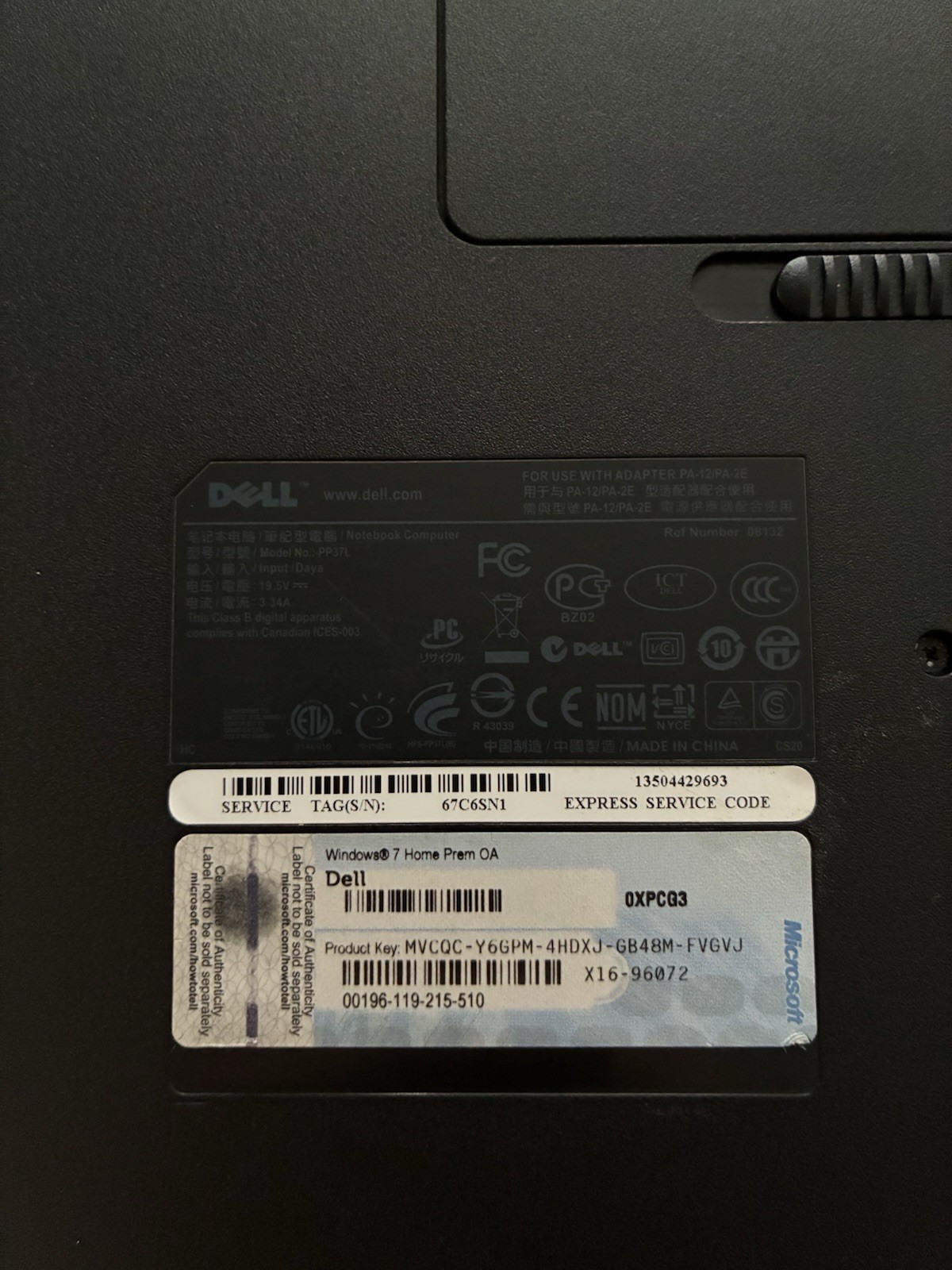 Dell Vostro 1015 15.6” Laptop Intel Core 2 Duo Windows 7 COA Vintage