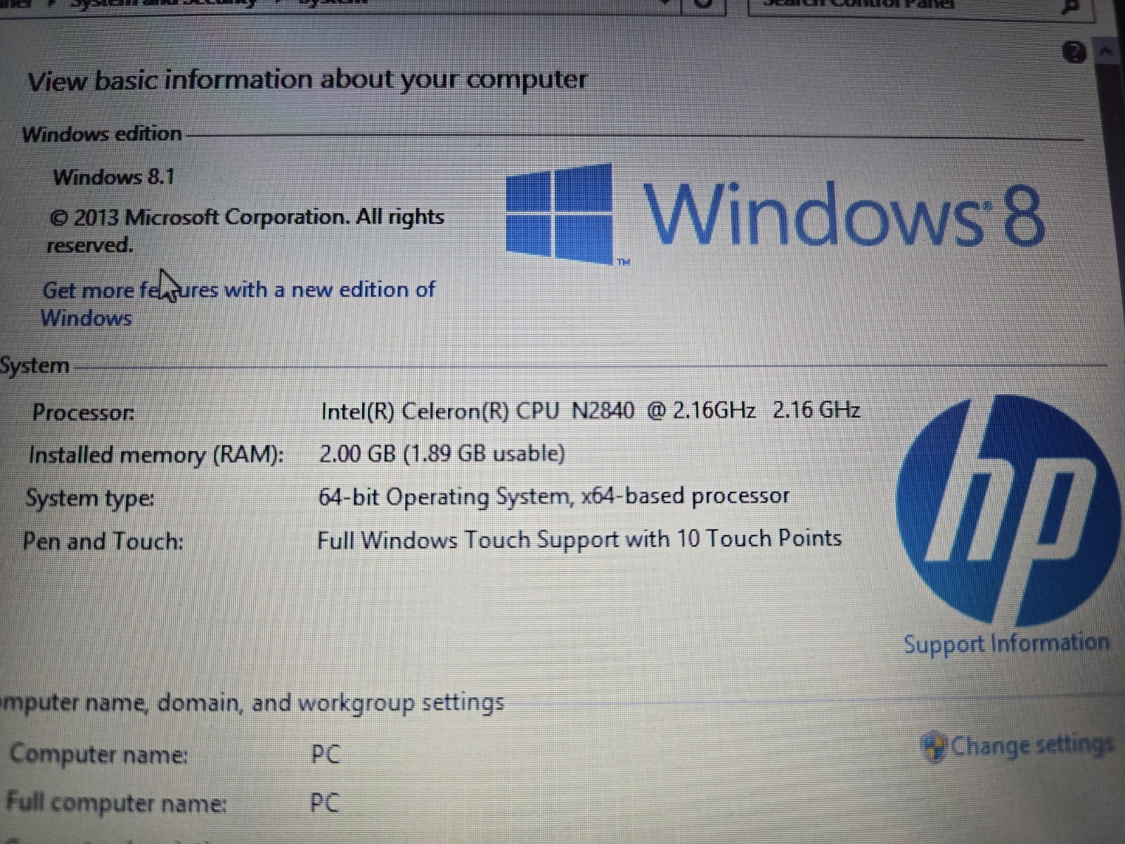 HP Stream RTL 8723 BE Laptop. Windows 8,touch display w original charger