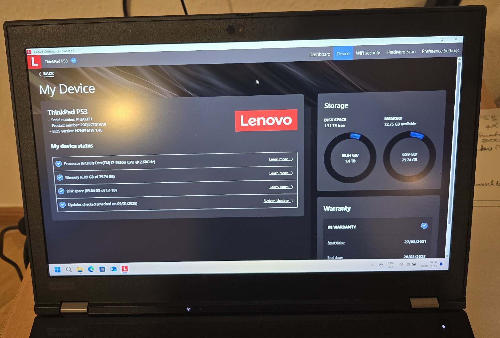 Lenovo ThinkPad P53 Core i7-9850H 80GB 2TB 15.6′′ 4K UHD Quadro RTX 3000 W11P