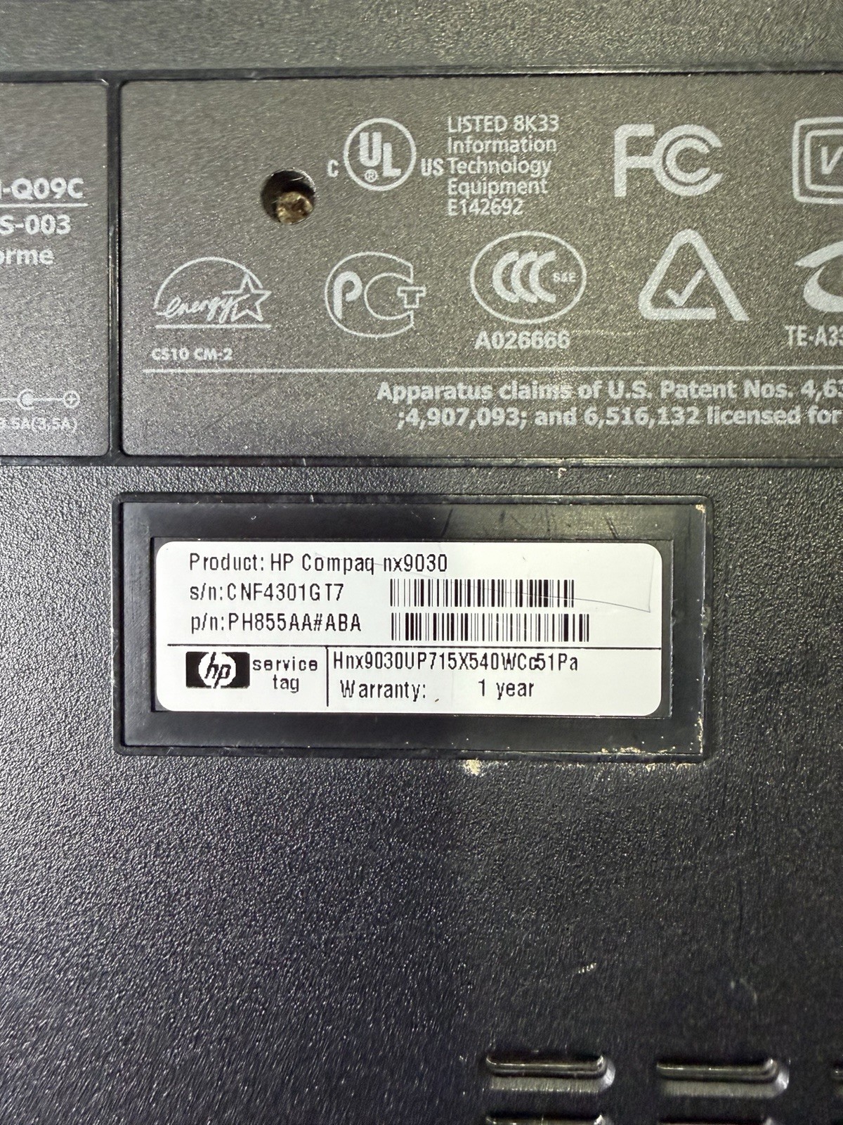 HP Compaq nx9030 Laptop Intel Centrino Windows XP Excellent Condition No Charger