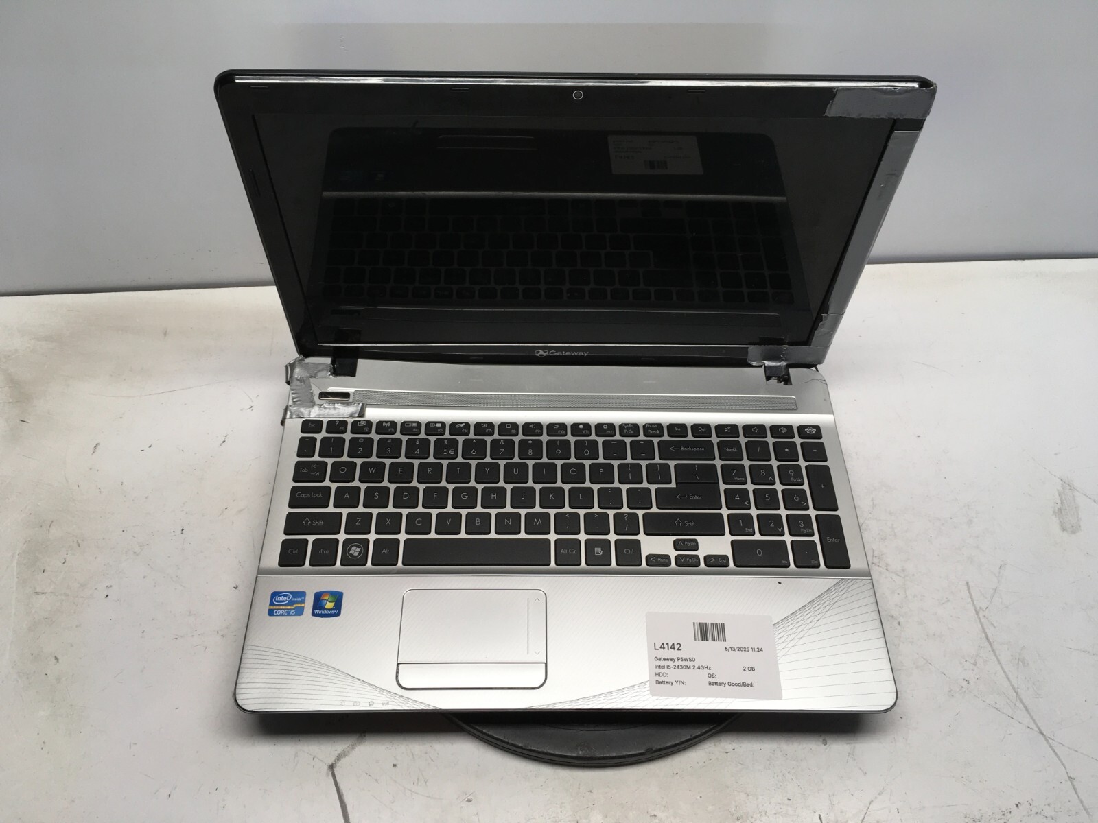 Gateway P5WS0 Intel i5-2430M 2.4GHz 2 GB NO HDD No Batt