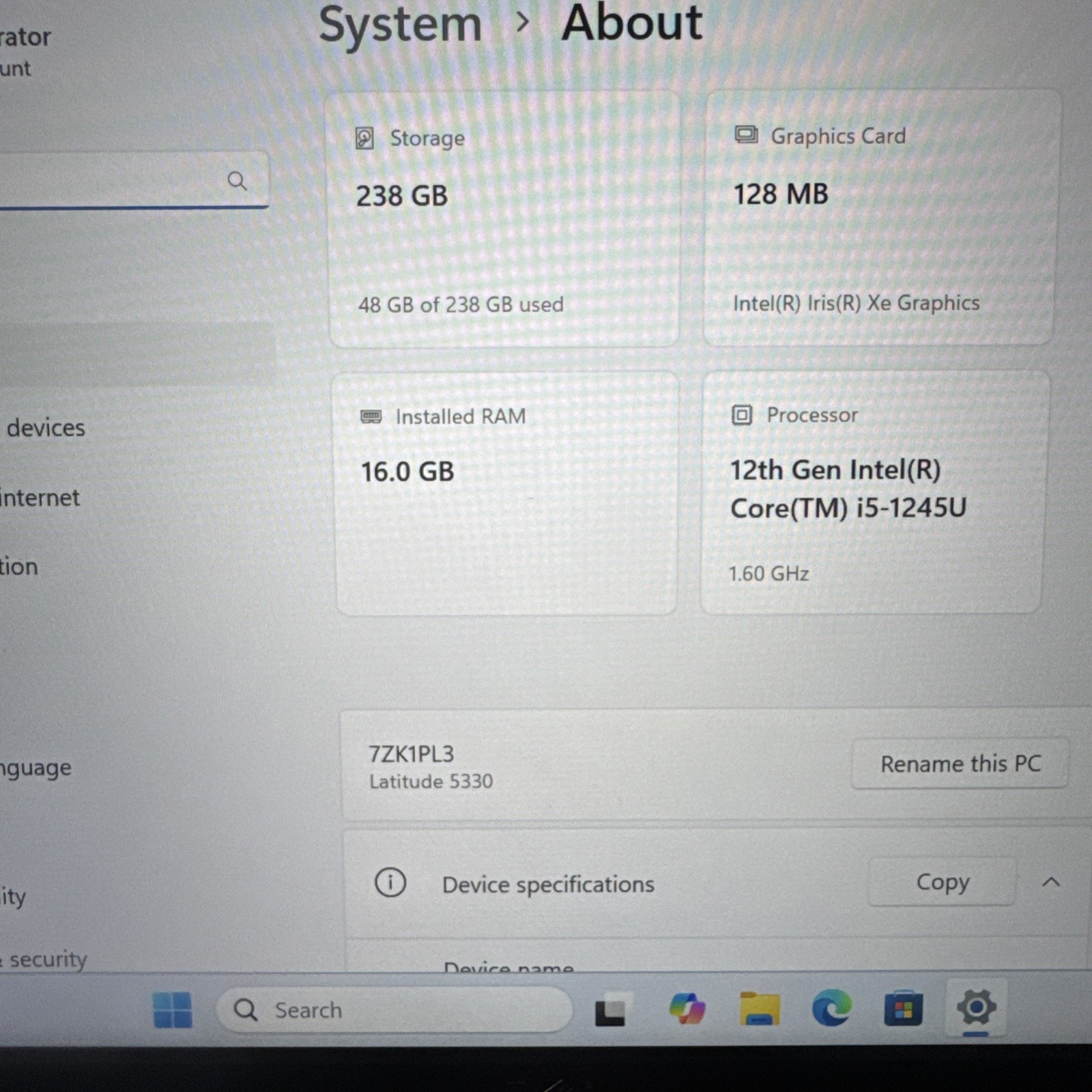 Dell Latitude 5330 13in Intel Core i5 12th Gen 16GB SSD USB-C Webcam