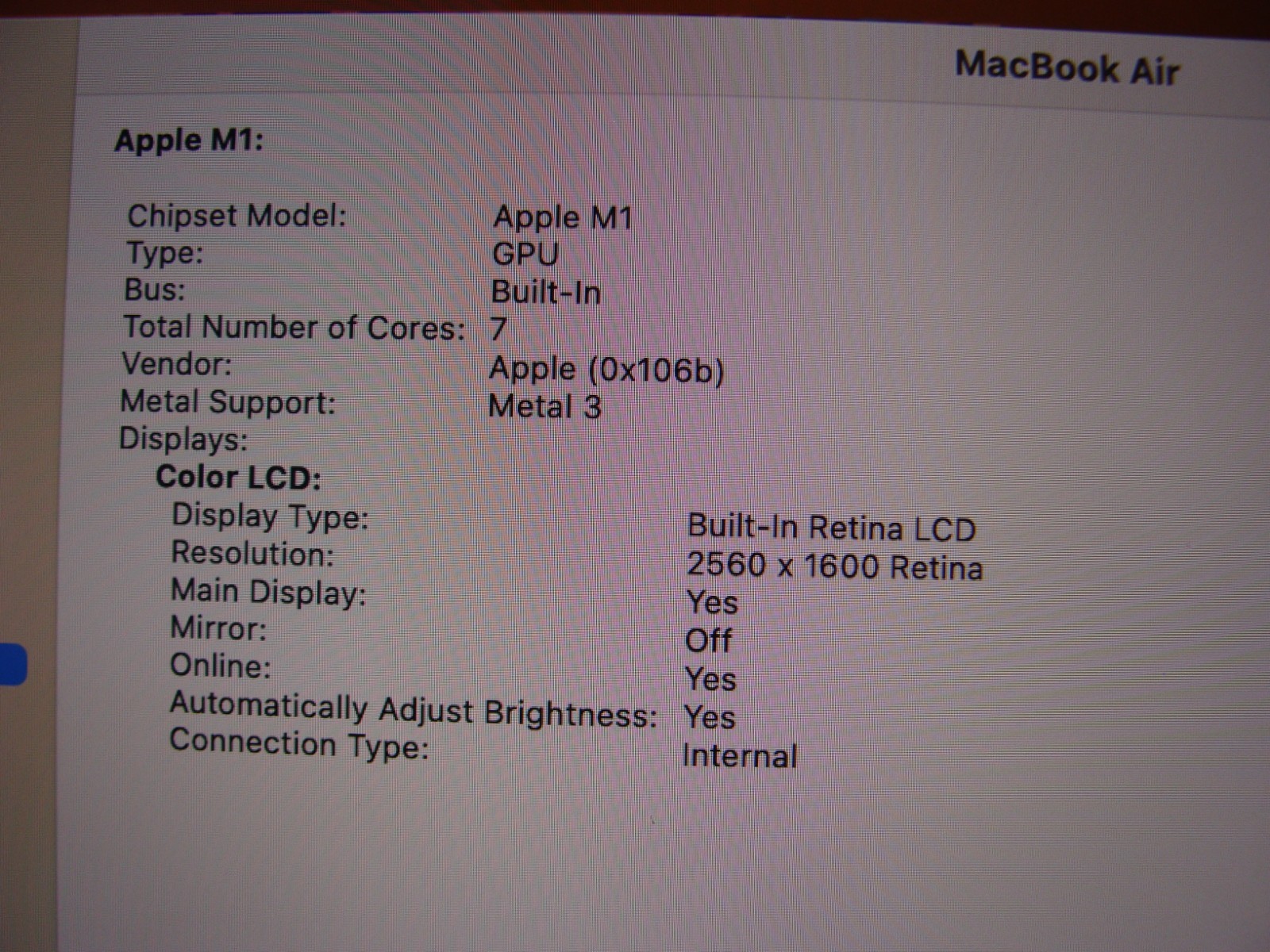 Apple MacBook Air A2337 MGN63LL/A 13.3″ M1 (2020) 8CPU/7GPU 8GB 128GB +Charger