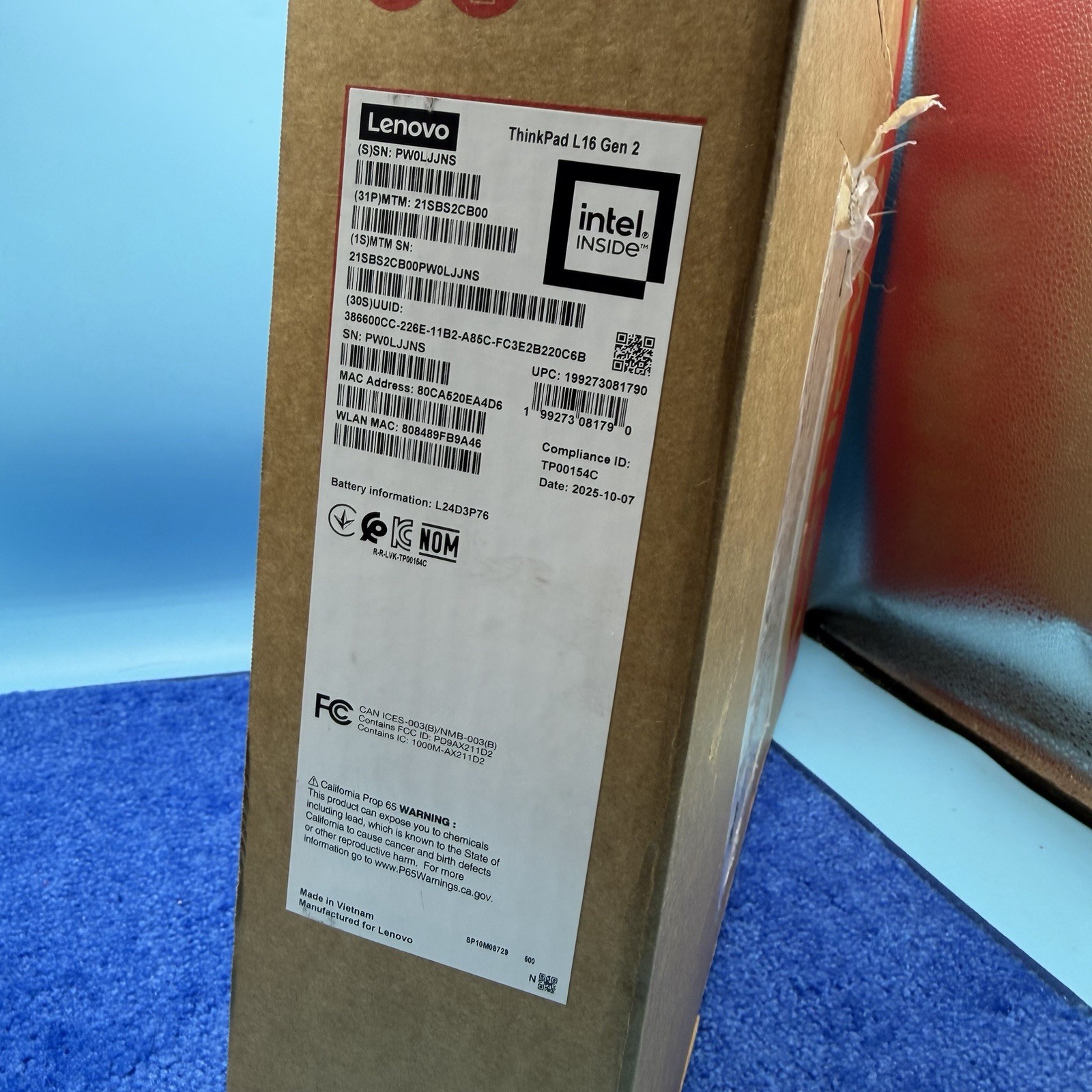 Lenovo ThinkPad L16 Gen 2 16″ Intel Ultra 7 8GB RAM 512GB SSD W11