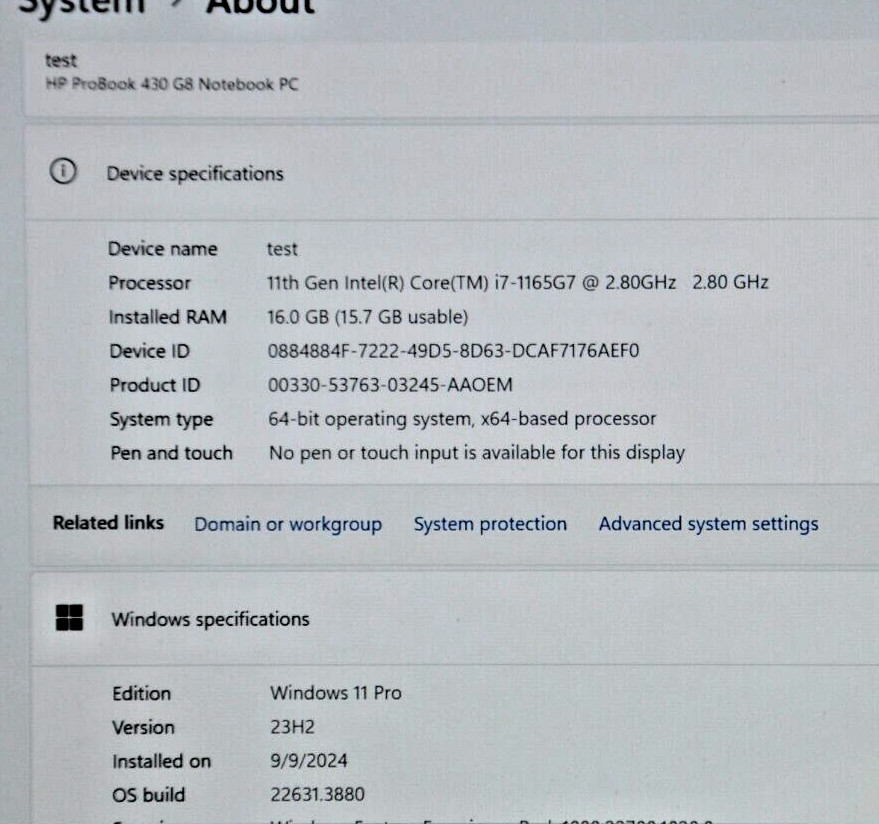 HP Probook 430 G8 Intel Core i7-1165G7 2.8GHz 16GB RAM 238GB SSD *BAD USB*