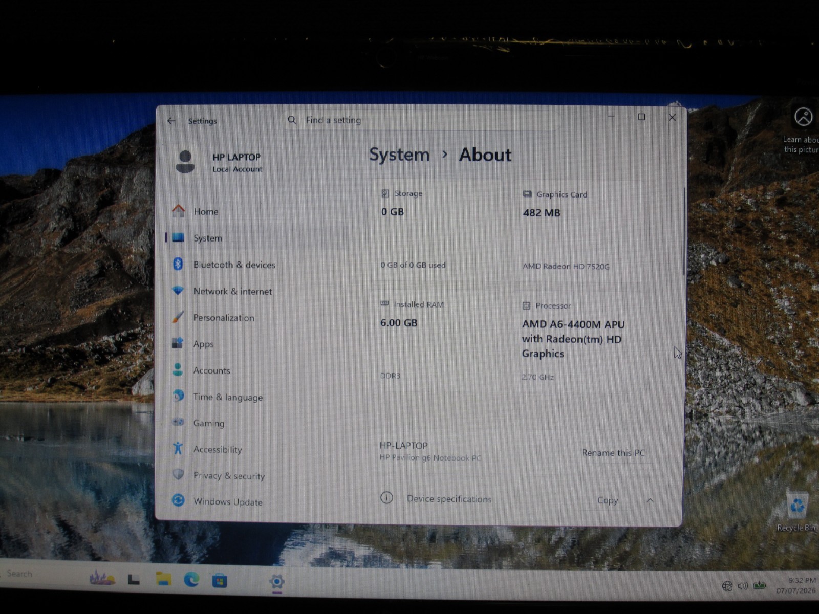 HP PAVILION G6-2239DX LAPTOP – WINDOWS 11 ENTERPRISE