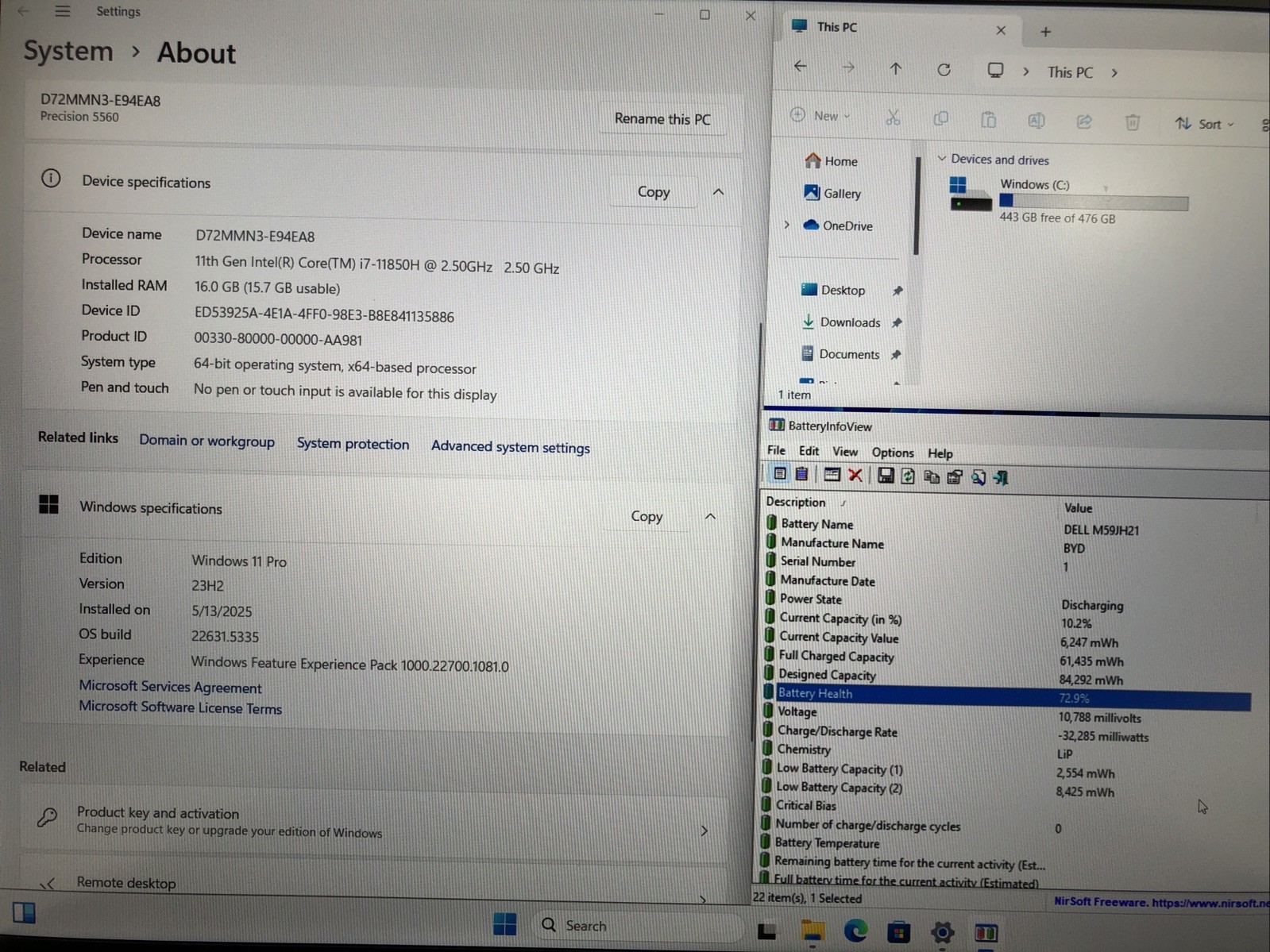 Dell Precision 5560, Intel Core i7-11850H, RTX A2000, 16GB RAM, 512GB SSD, W11P