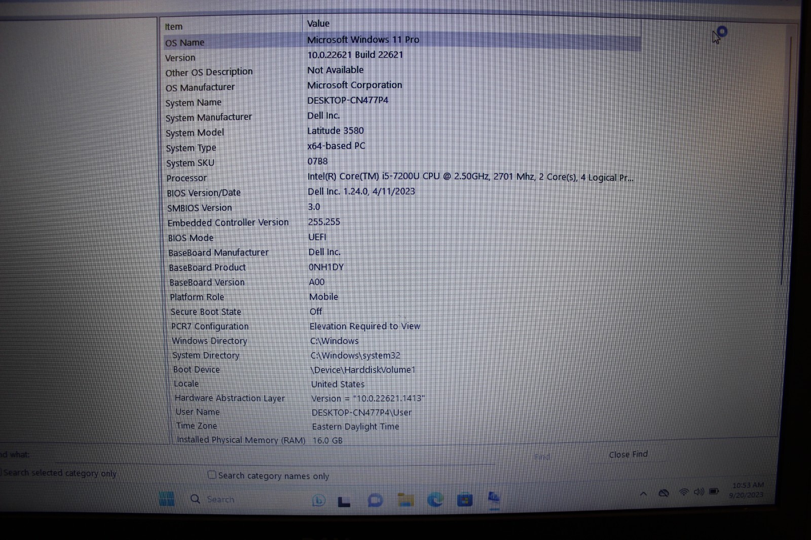 Dell Latitude 3580 I5-7200U 256GB SATA SSD-16GB DDR4 WIN11PRO w/ AC Adapter
