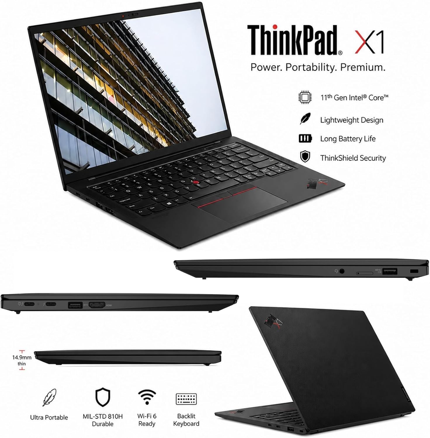 Lenovo ThinkPad X1 Carbon Gen 9 14″ Ultrabook, Intel Core i5, 8GB RAM 256GB SSD