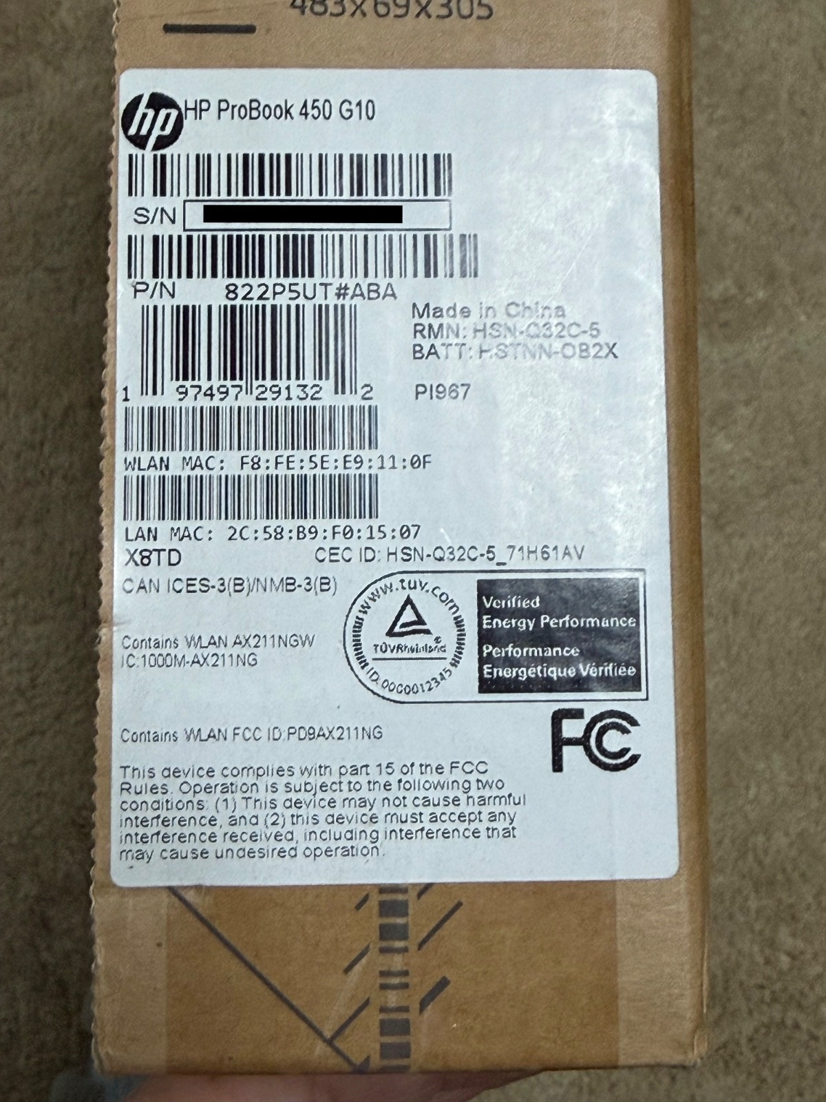 New HP ProBook 450 G10 15.6″ FHD Intel i7-1355U 16GB 512GB SSD Webcam Win 11 Pro
