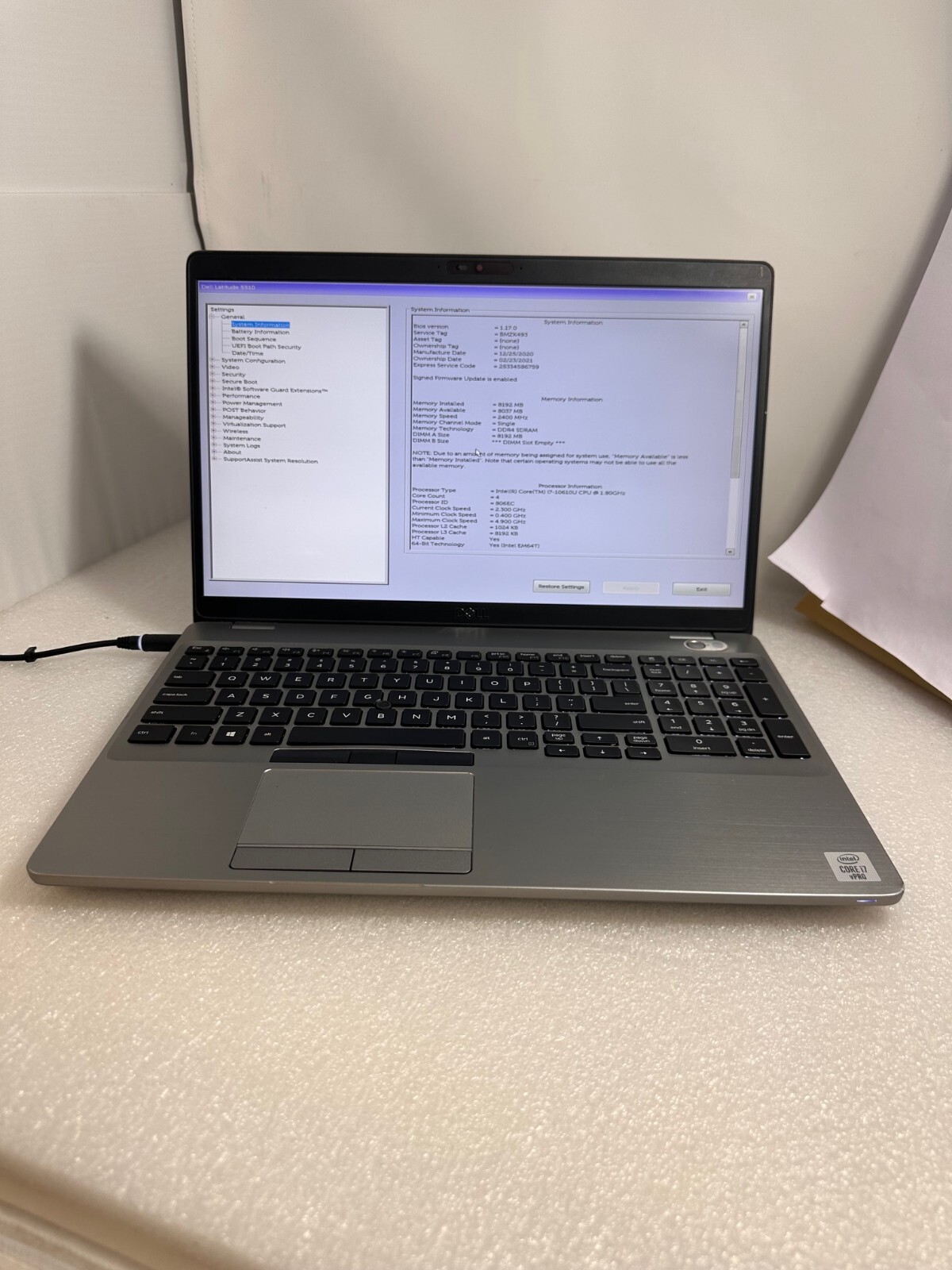 Dell Latitude 5510 15.6″ FHD Intel Core i7-10610U 16GB ram 512GB PCIe