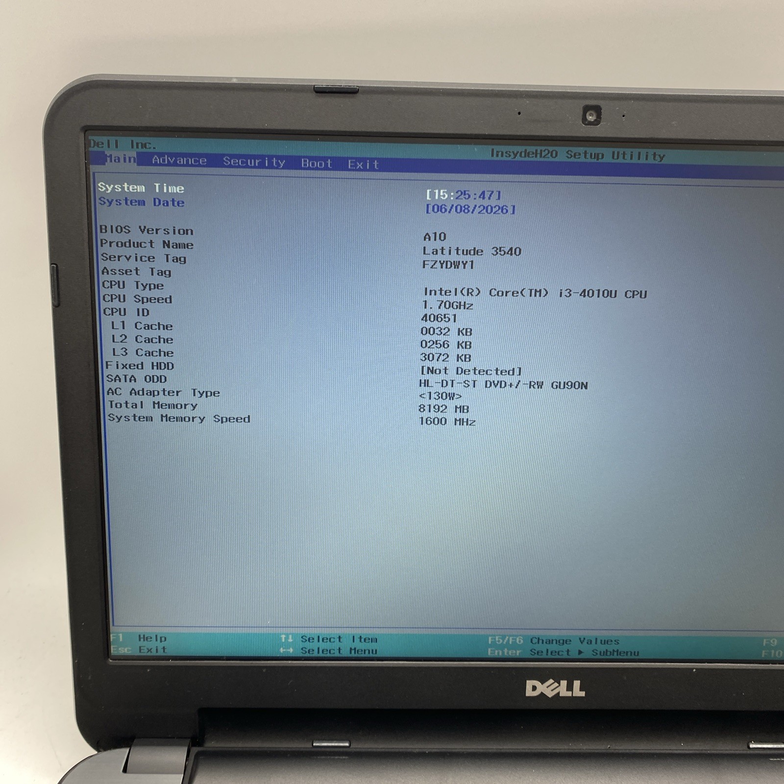 Dell Latitude 3540 15″ Laptop Intel Core i3-4th, 8GB Ram, No Drive, No OS (Q4)