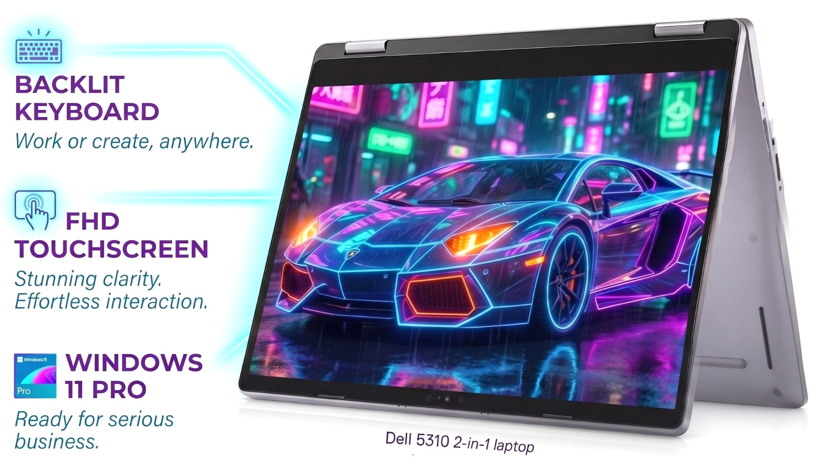 13.3 Dell 2in1 Laptop: i5 up to 4.4GHz! FHD 1080P TouchScreen! Backlit Keyboard!