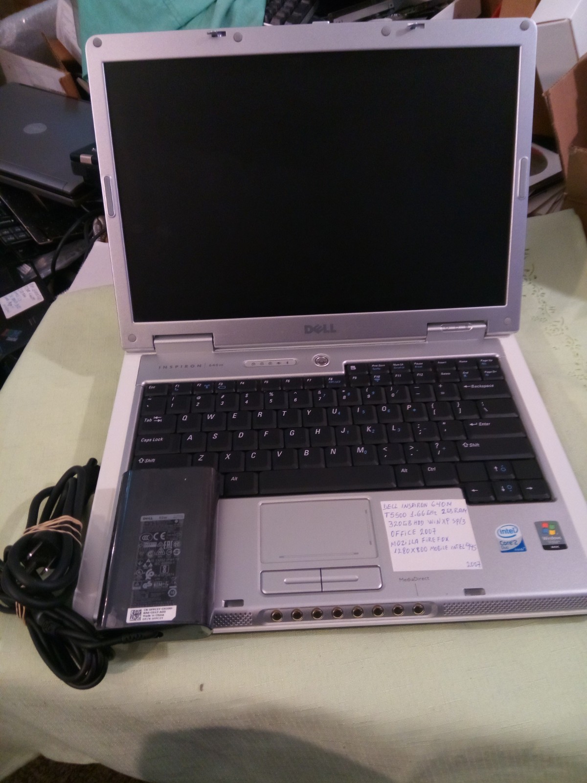 DELL INSPIRON 640M T5500 1.66GHZ 2GBRAM 320GBHDD WINXP SP/3 OFFICE 2007 CLEAN