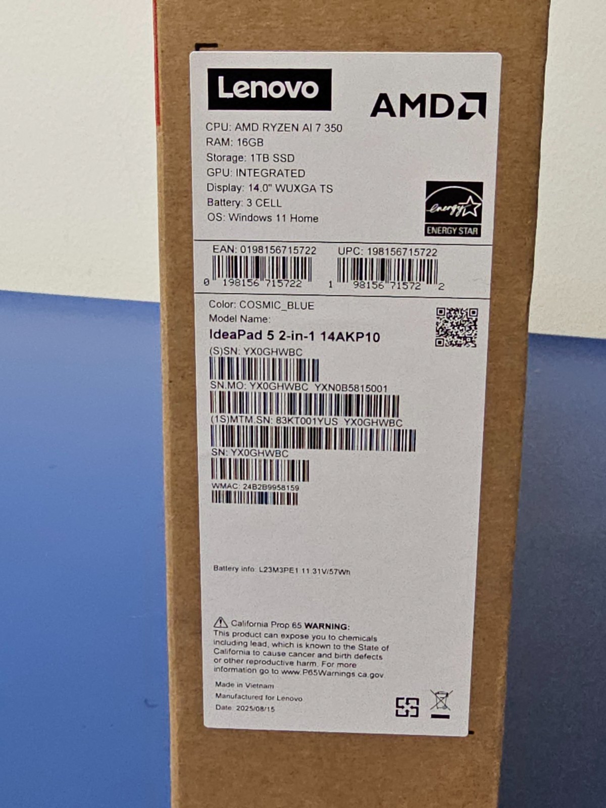 LENOVO IdeaPad 5 2-in-1 14AKP10, AMD Ryzen AI 7 350, 16 GB RAM, 1 TB NVMe SSD
