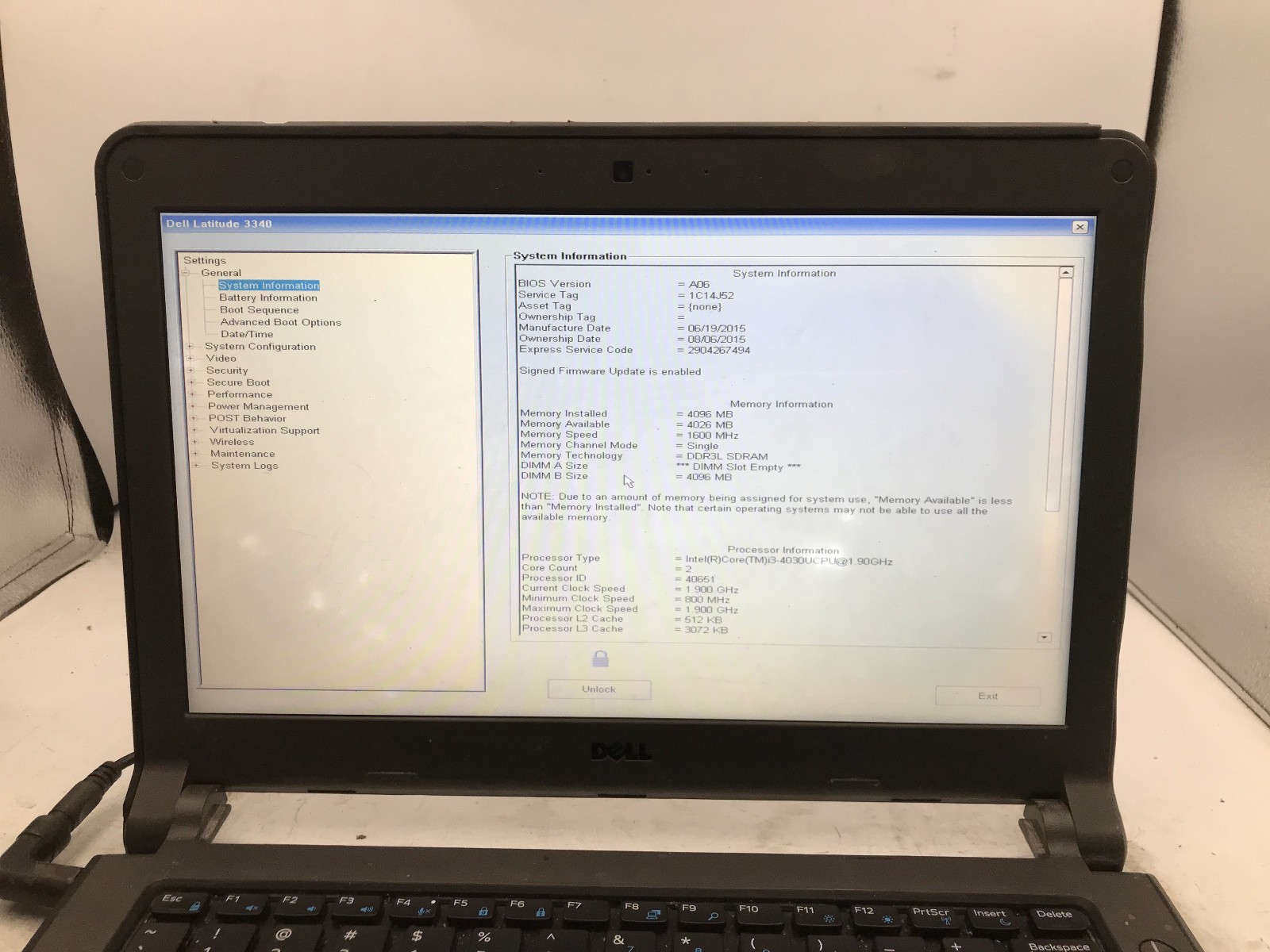 DELL LATITUDE 3340 – FOR PARTS/REPAIR – INTEL I3 4030U – NO RAM – READ DESC-BB