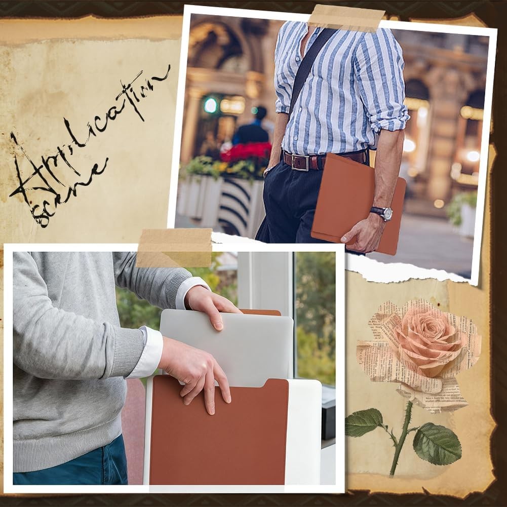 15-16 Inch PU Leather Laptop Sleeve, Saddle Brown | Waterproof Thin Portable Bag