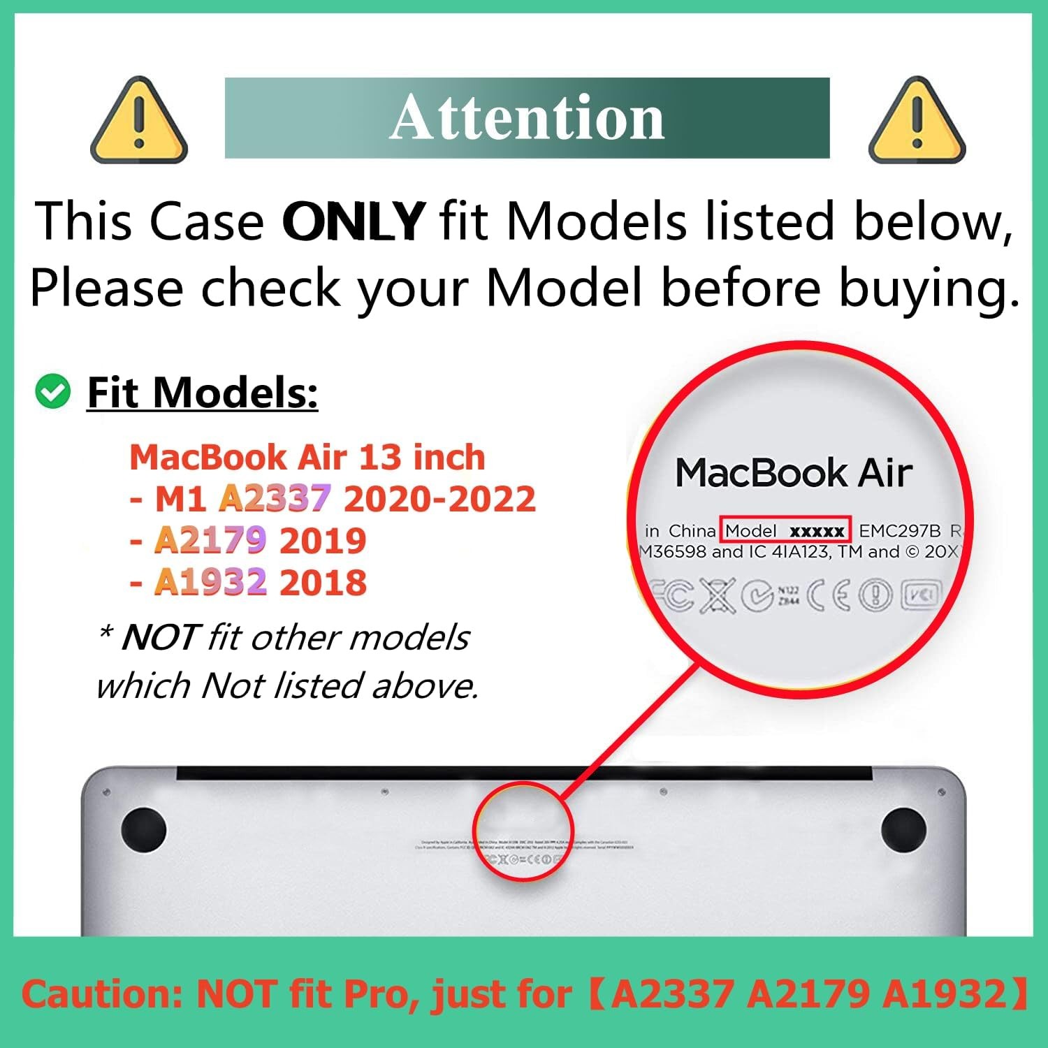 Compatible for MacBook Air 13 inch Case 2021 2020 2019 2018 M1 A2337 A2179 A1932