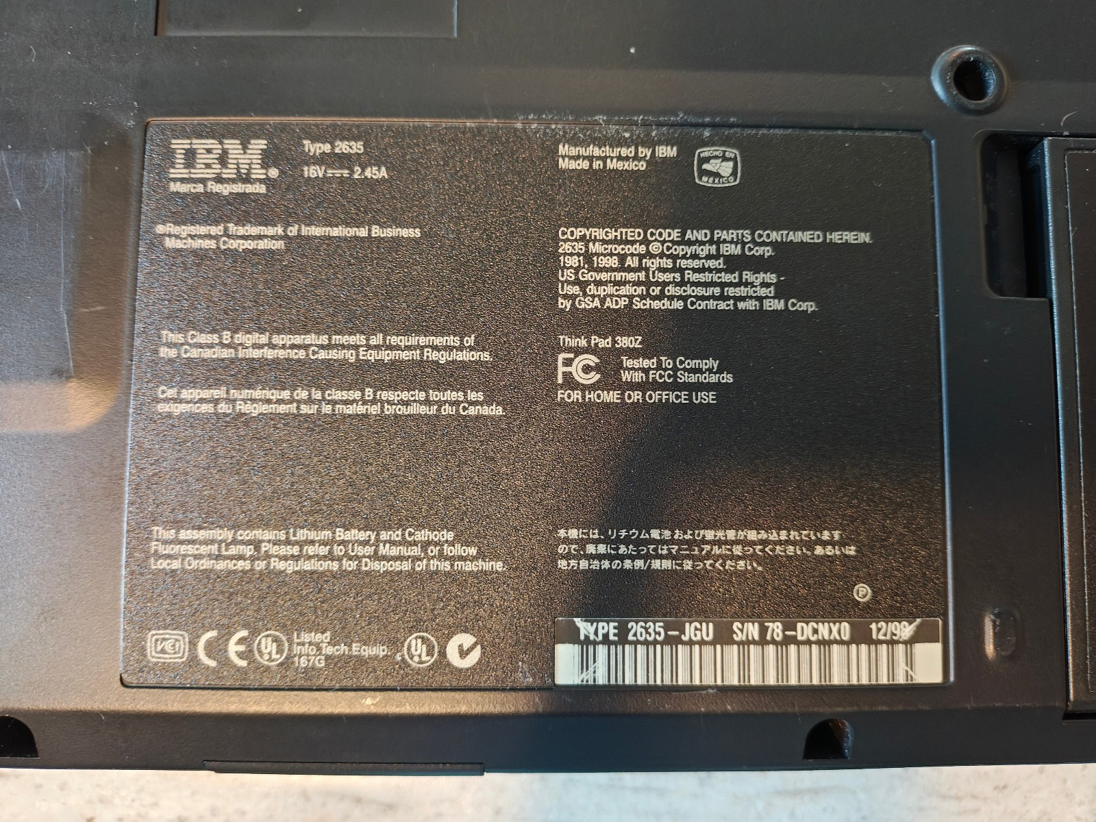 IBM ThinkPad 380Z Pentium II Floppy CD PCMCIA Cards, 96MB 2gig HD – Tested great
