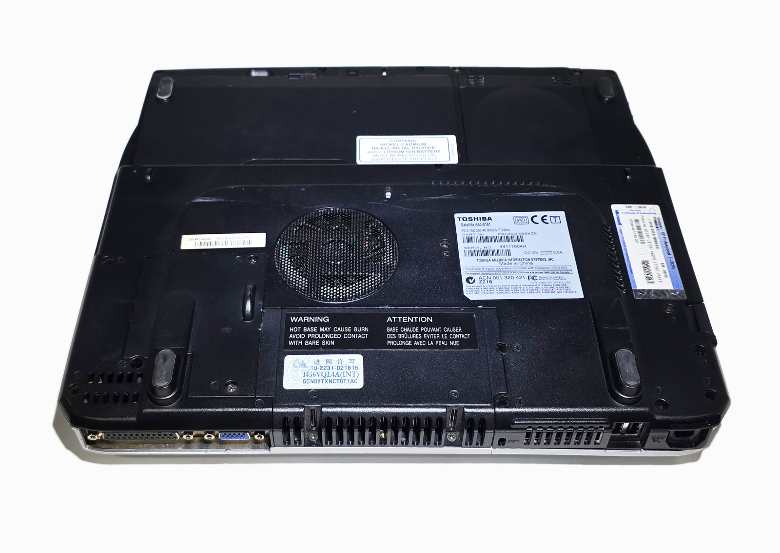 Toshiba Satellite A40-S161 Laptop Pentium 4 2.66 GHz Windows XP Pro