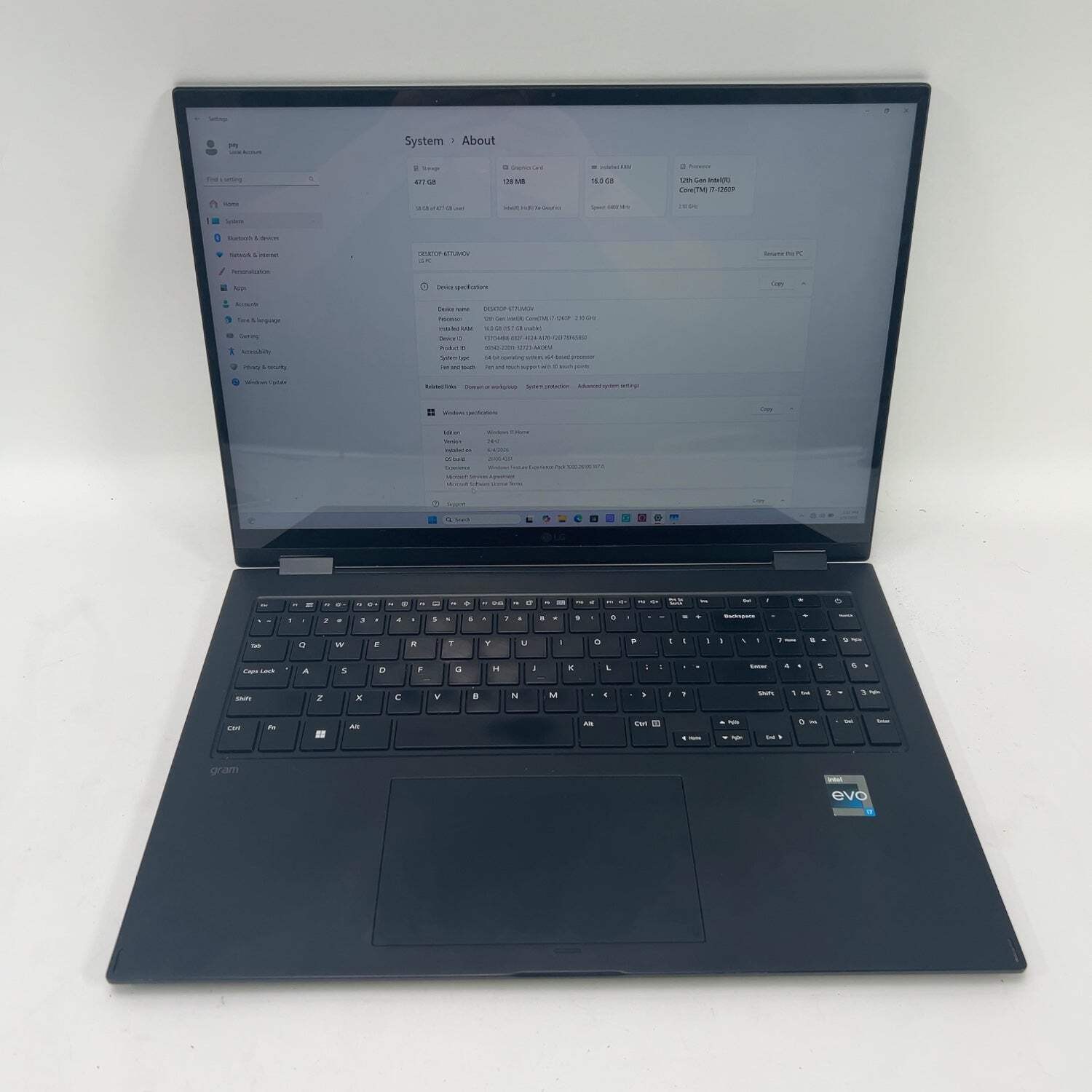 LG Gram 16T90Q 16″ i7-1260P 2.1GHz 16GB RAM 512GB SSD