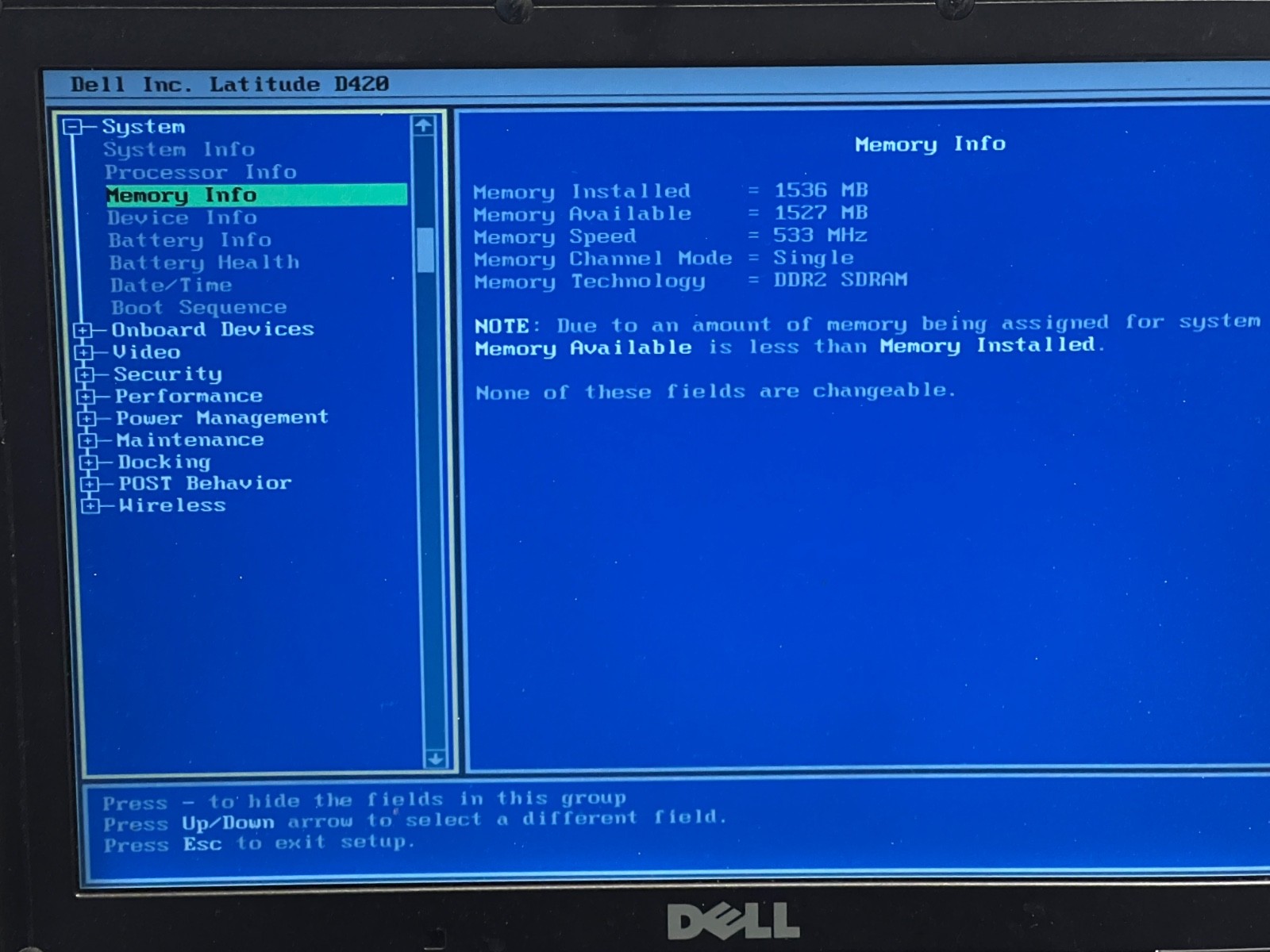 DELL LATITUDE D420 INTEL CORE DUO 1.2GHz 1.5GB RAM – No HDD – Battery Good