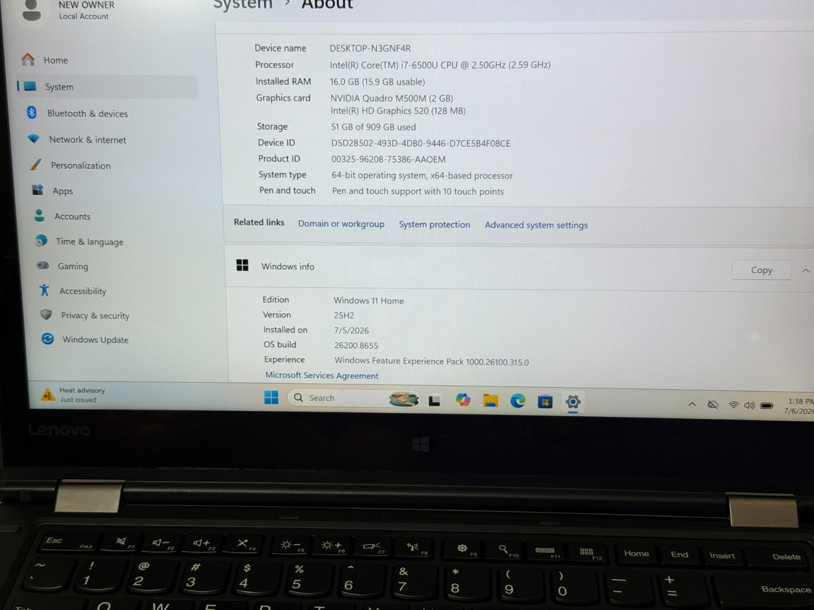 LENOVO Laptop P40 YOGA 14″2- in-1 Touch i7-6500U 16GB RAM 1TB SSD Quadro M500M
