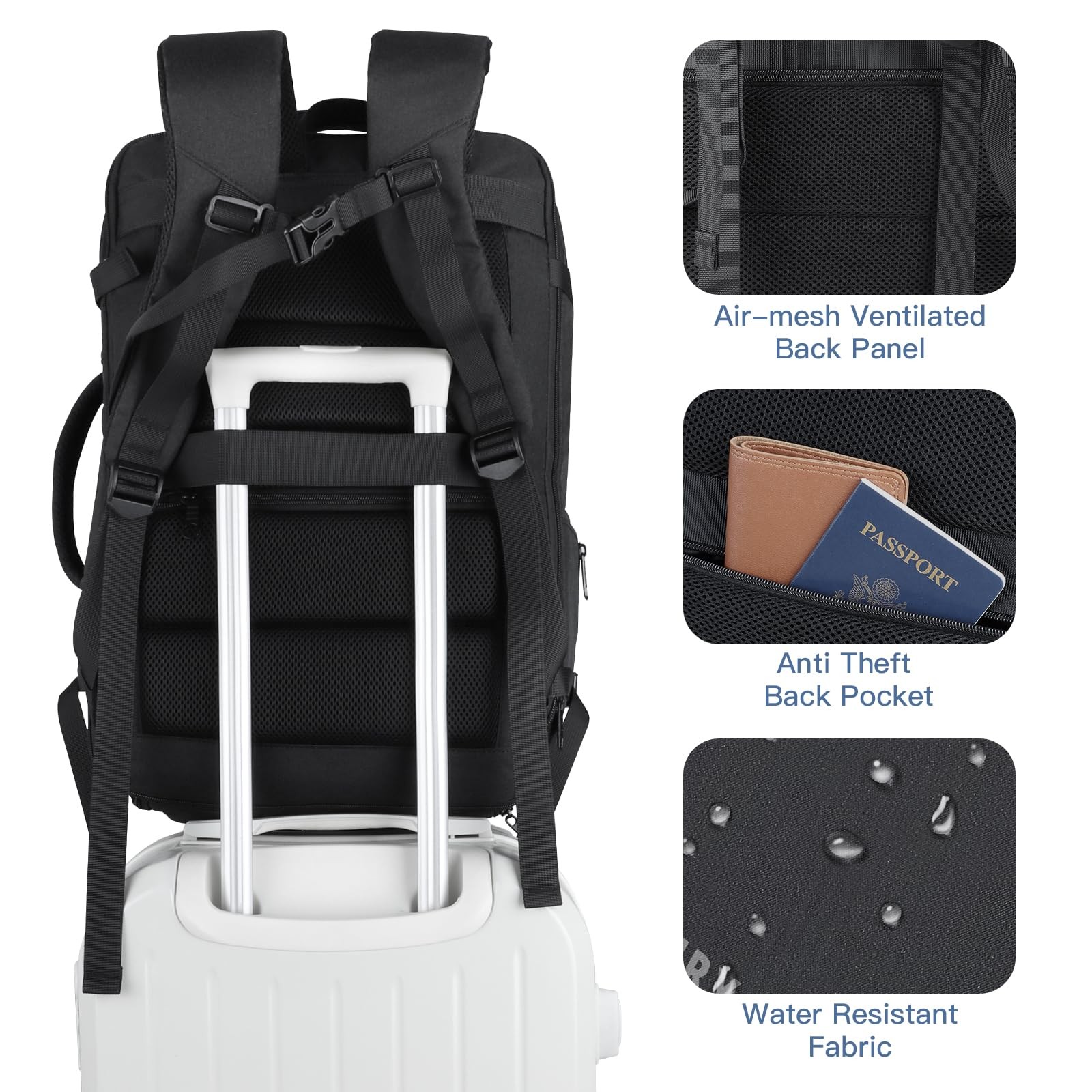 Gieury Carry On Backpack, 50L Travel Backpack, Luggage Backpack TSA Flight Appro