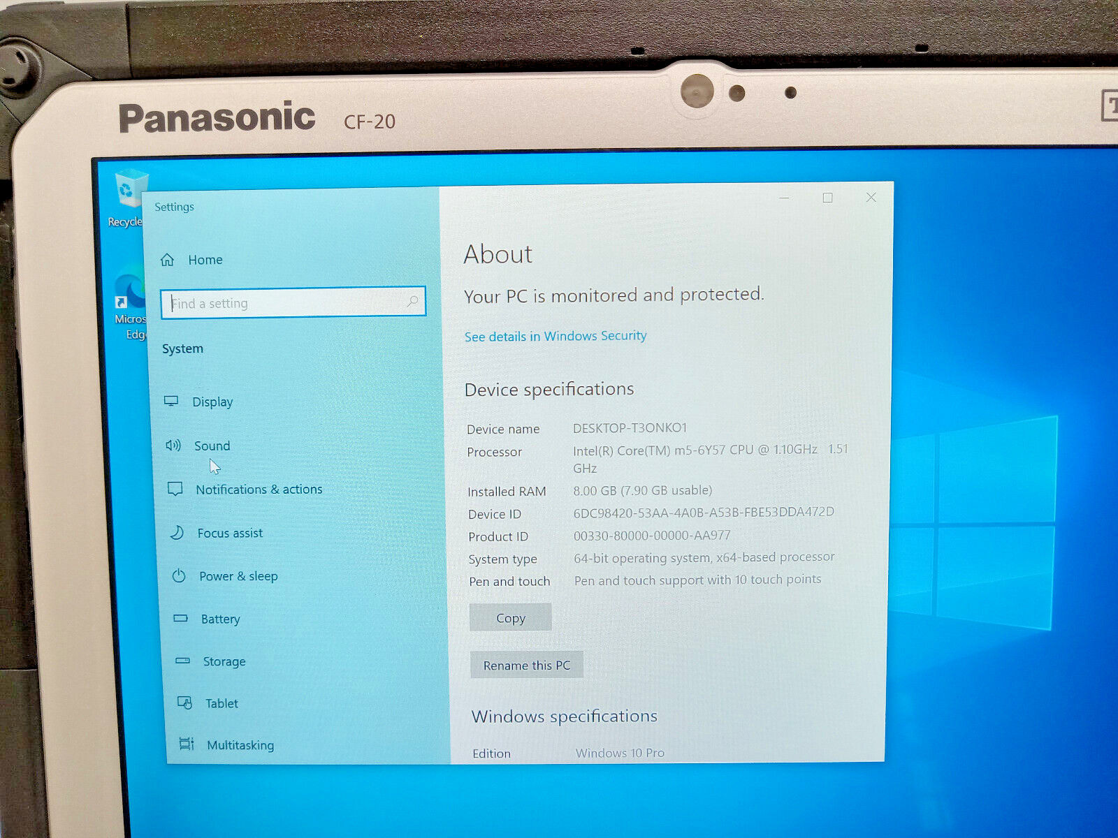 PANASONIC TOUGHBOOK CF-20 2-in-1, 512GB SSD, 8GB, 2 CAMS, TOUCH WITH STYLUS 4G