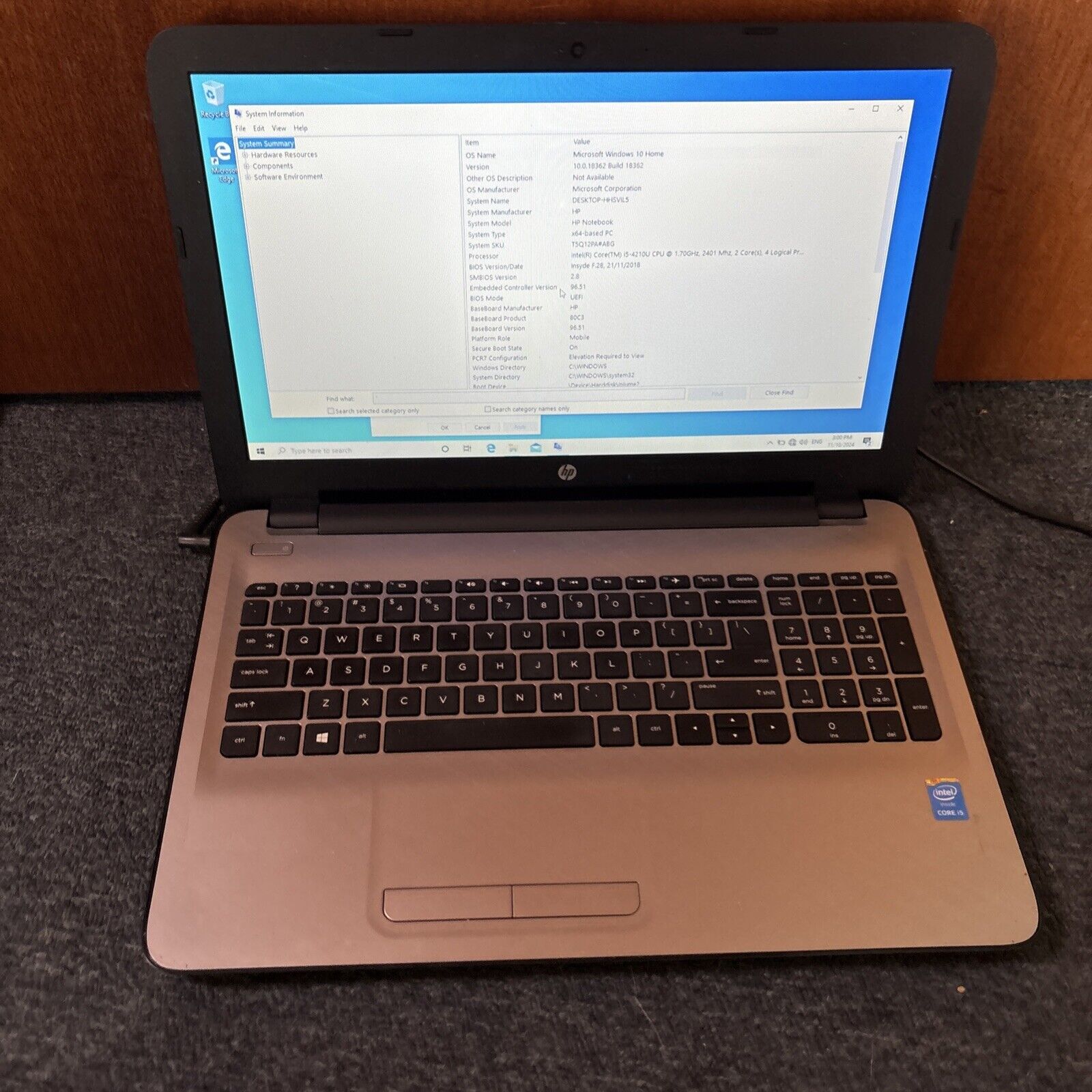 HP Laptop 15.6″ Ac607tu i5-4210U 8gb RAM 1TB DVD Drive *Flat Battery*