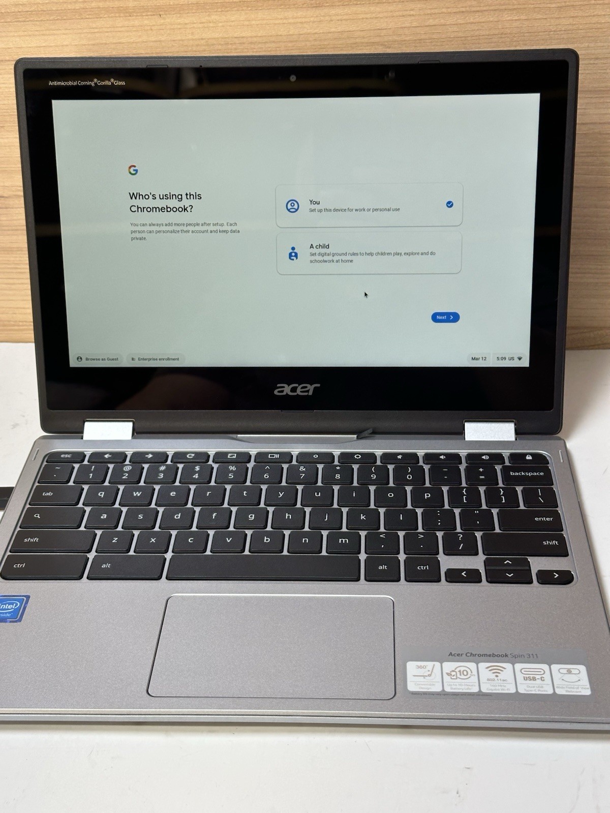 Acer Chromebook Spin 311 CP311-2H Laptop (UNTESTED FOR PARTS OR REPAIR)