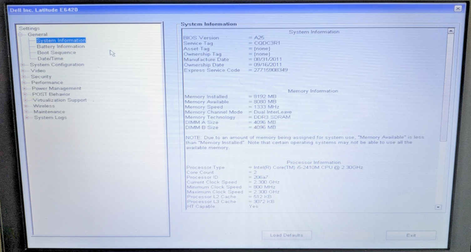 Dell Latitude E6420 Intel Core i5-2430M 2GB No HDD No Batt