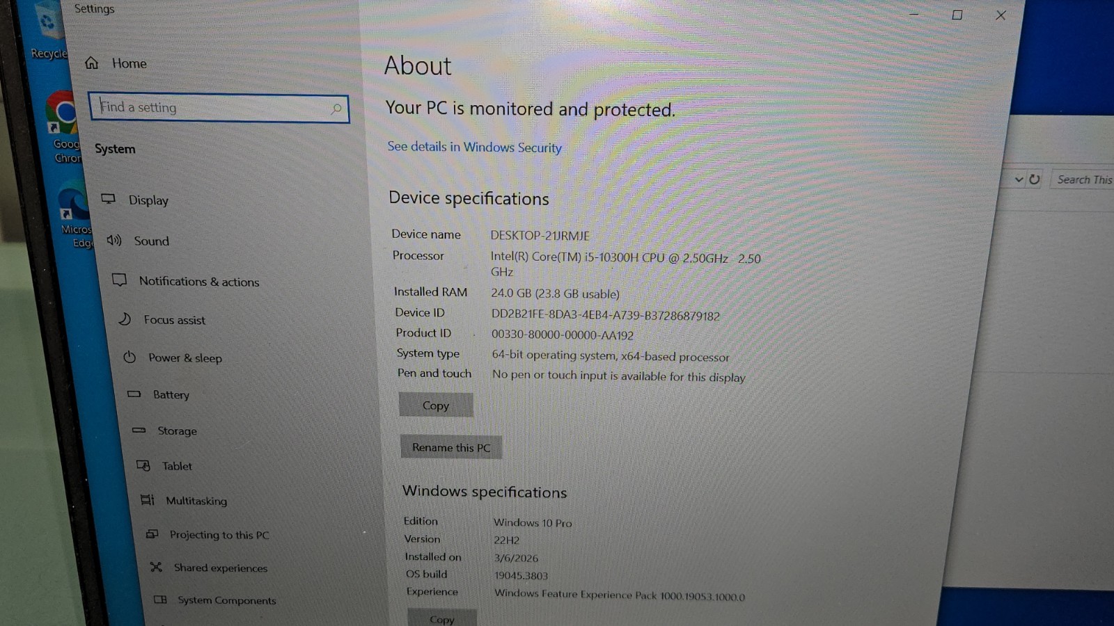 HP PAVILION 16-A0032DX | CORE I5-10300H 2.50 GHZ | 512GB | 24GB RAM, WIN 10 READ