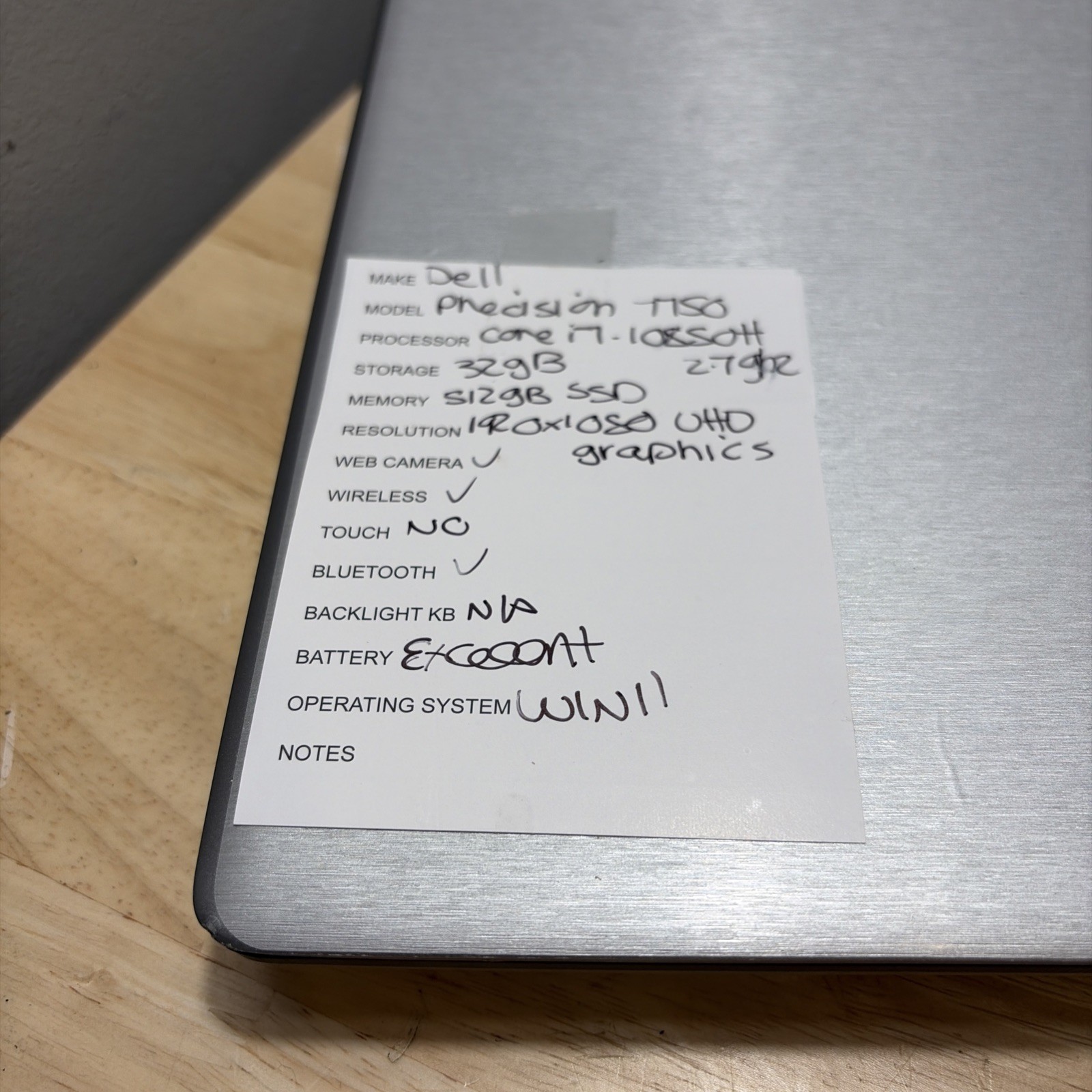 Dell Precision 7750 17″ CORE I7-10850H 2.70GHZ 32GB 512GB Wcam WiFi W11 Cord