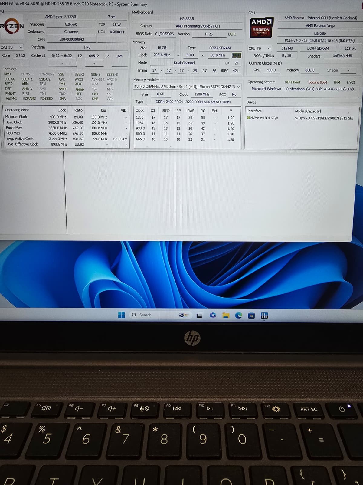 15″ HP Laptop 255 G10 | Ryzen 5 7530U 16GB RAM 512GB SSD | FHD Windows 11 Pro
