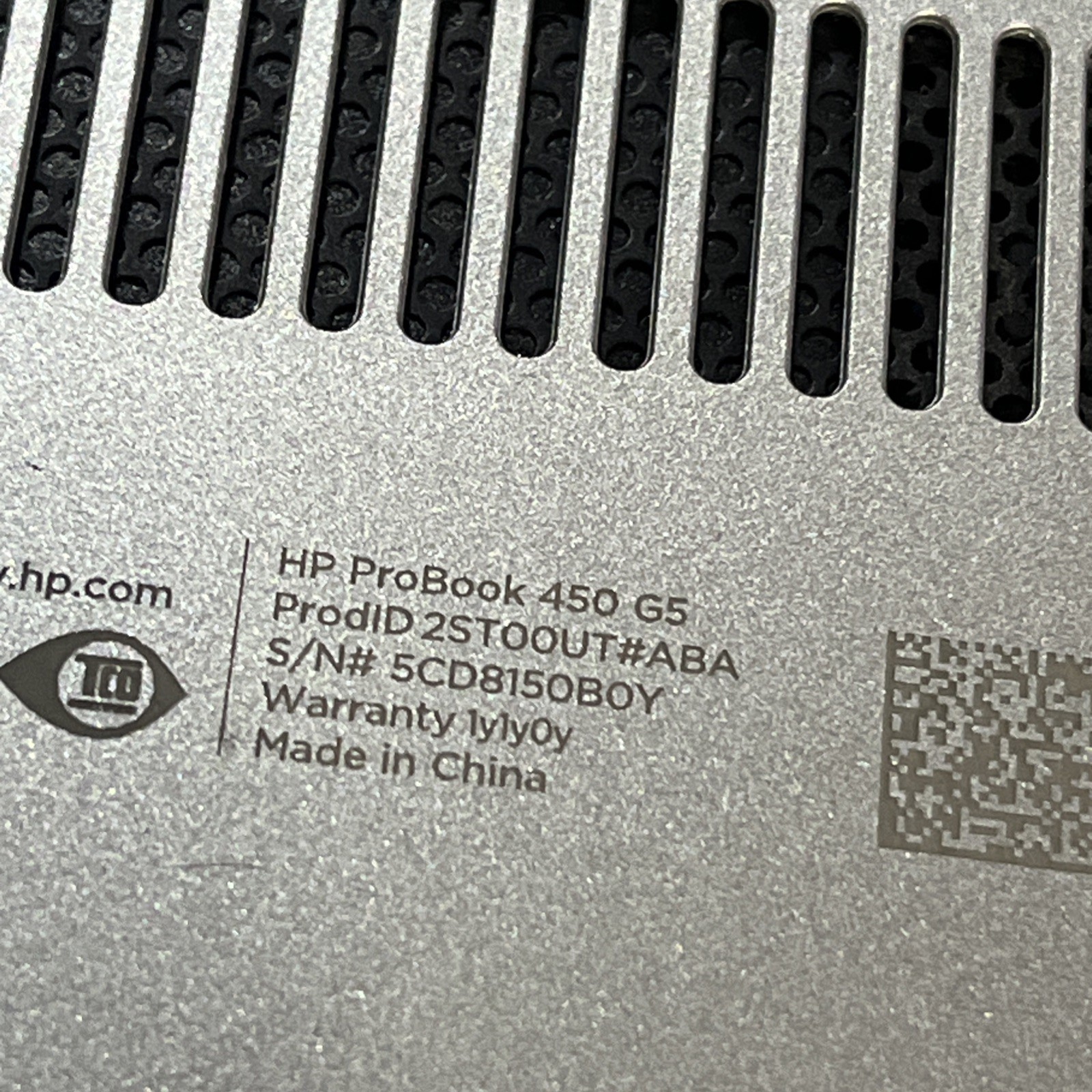 HP PROBOOK 450 G5 INTEL CORE I3-6006U 2.00GHZ 8GB RAM NO HD