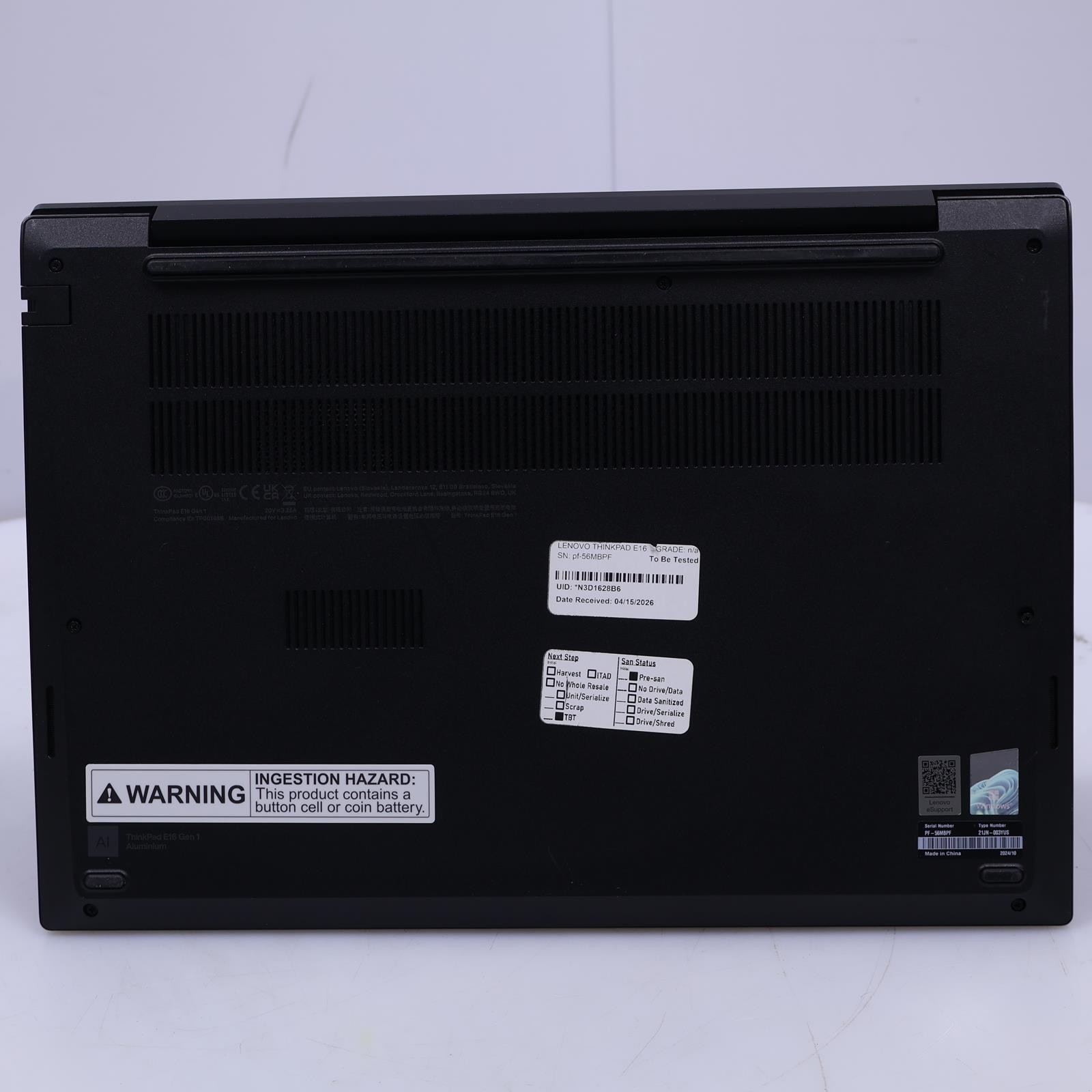 Lenovo Thinkpad E16 Gen 1 Intel Core i5 13th Gen 8GB RAM No Drive/OS Laptop