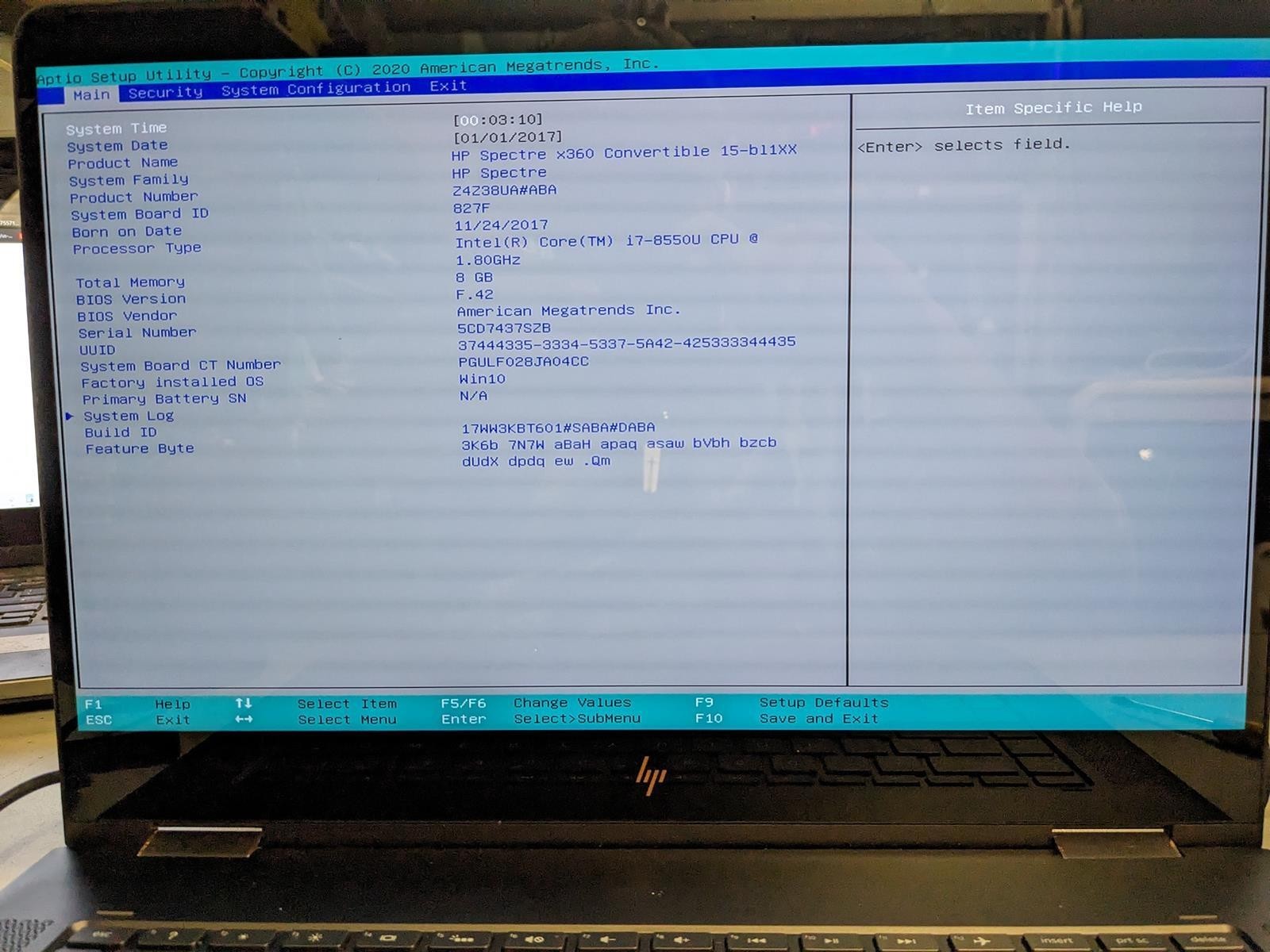 HP SPECTRE X360 15-BL112DX i7-8550U @ 1.80GHz, 8GB RAM, NO HDD/OS